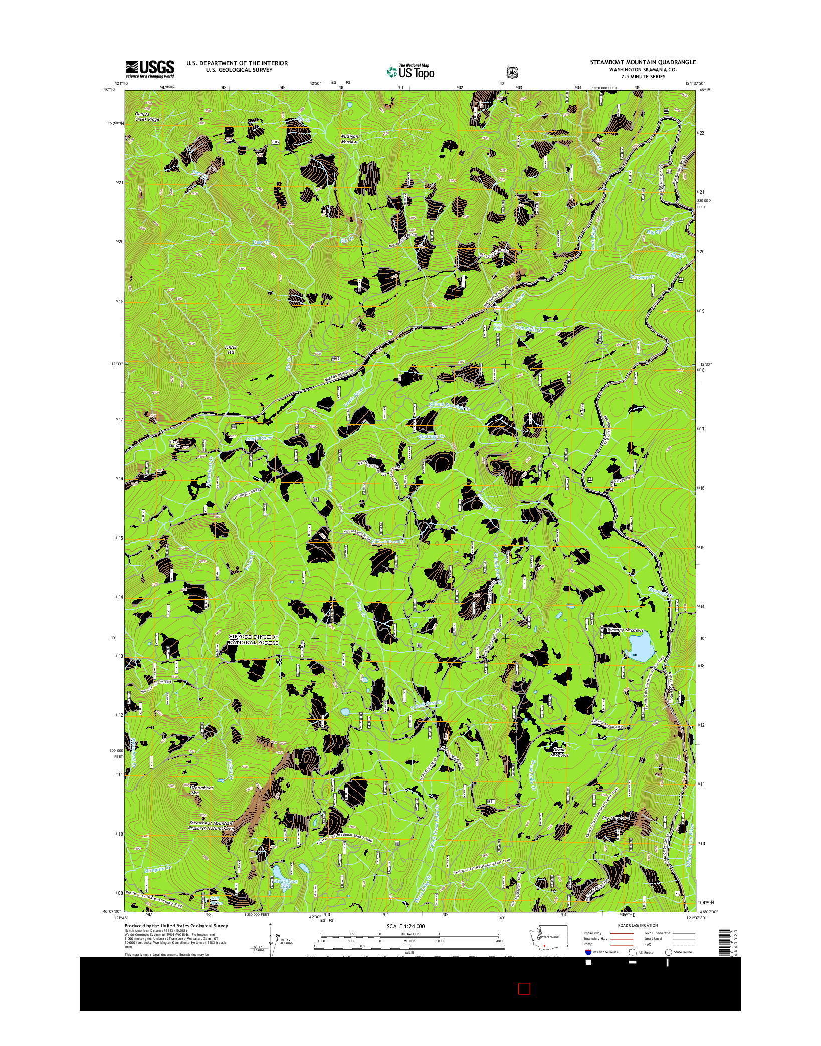 USGS US TOPO 7.5-MINUTE MAP FOR STEAMBOAT MOUNTAIN, WA 2014