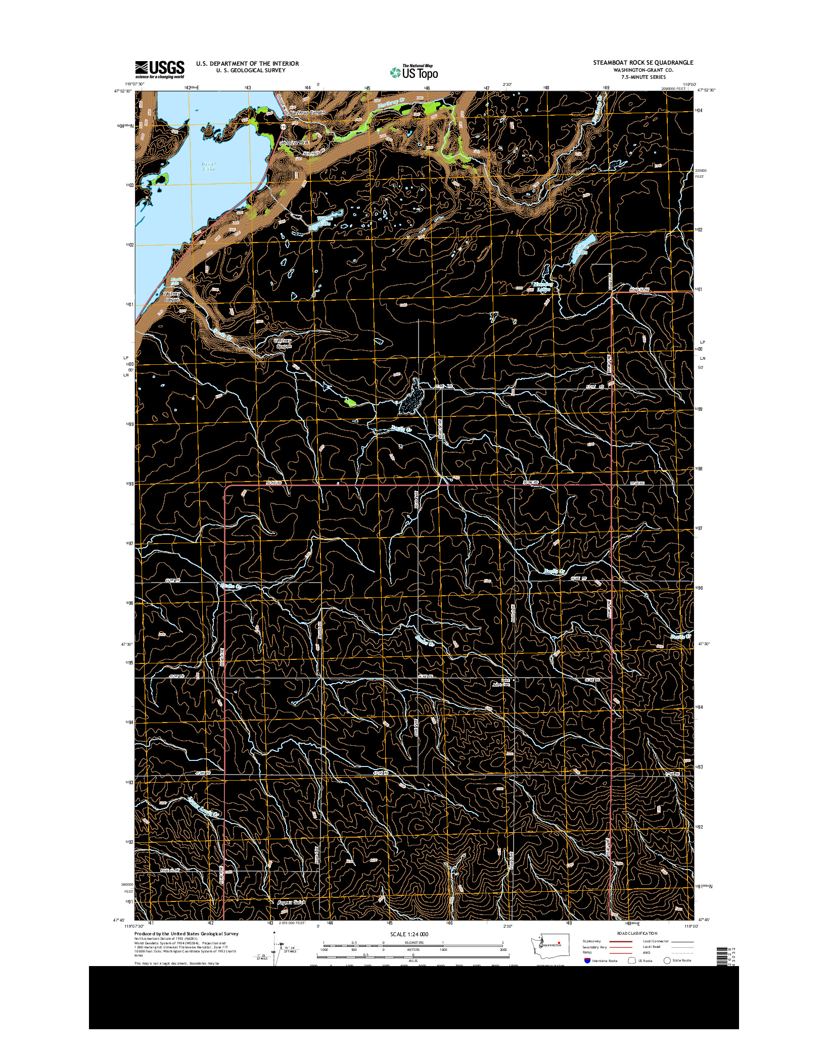 USGS US TOPO 7.5-MINUTE MAP FOR STEAMBOAT ROCK SE, WA 2014