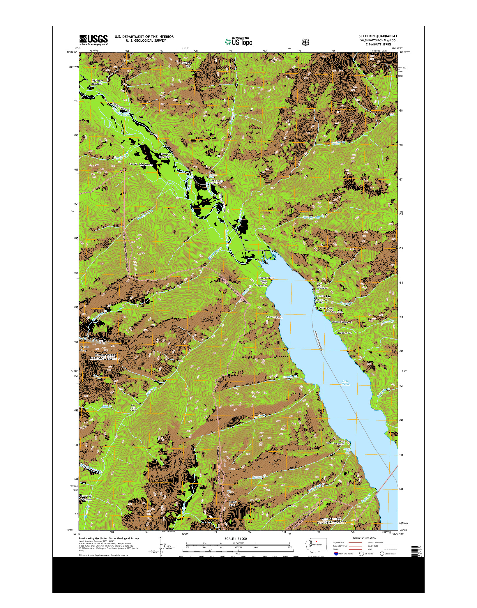 USGS US TOPO 7.5-MINUTE MAP FOR STEHEKIN, WA 2014