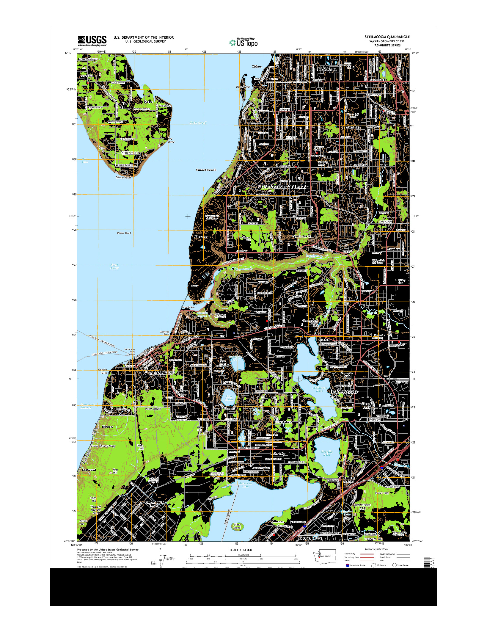 USGS US TOPO 7.5-MINUTE MAP FOR STEILACOOM, WA 2014