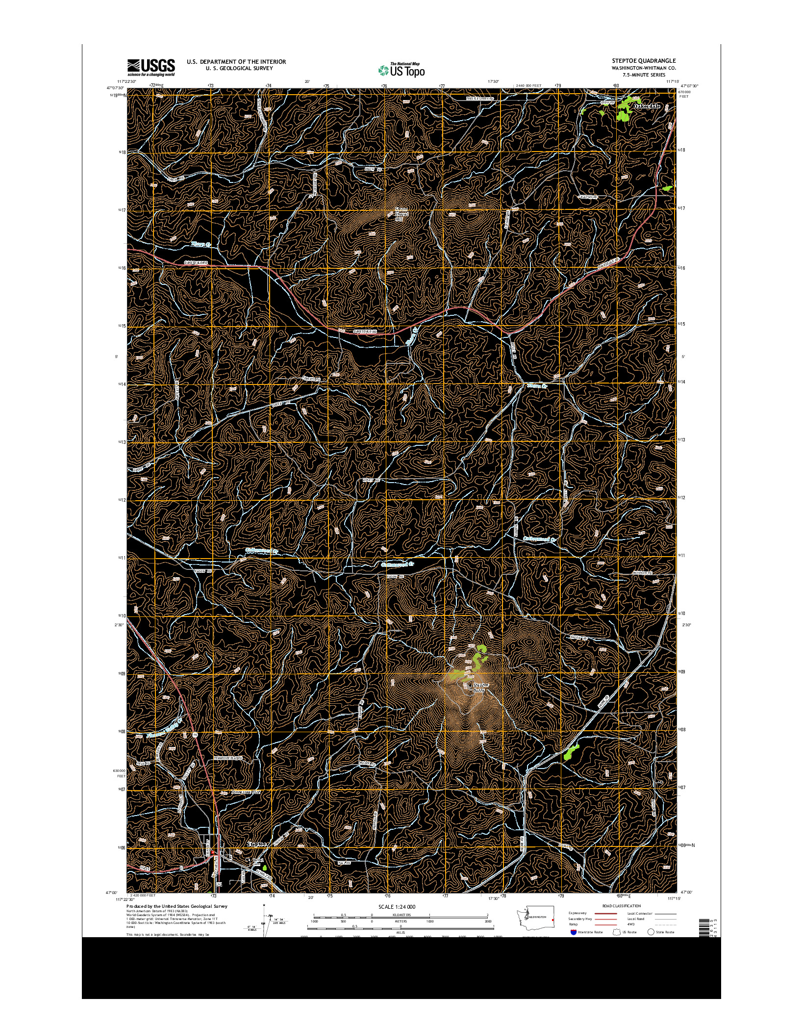 USGS US TOPO 7.5-MINUTE MAP FOR STEPTOE, WA 2014