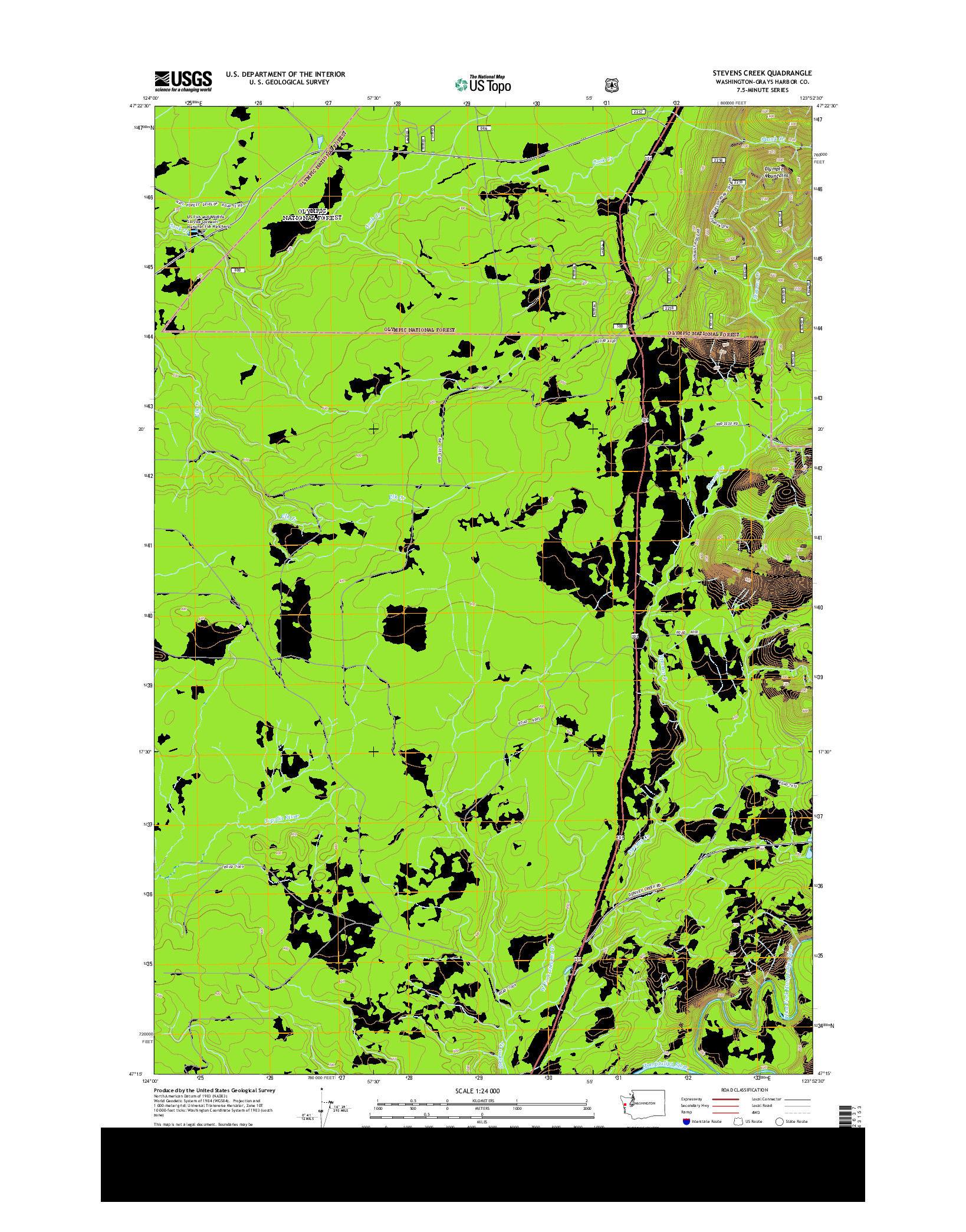 USGS US TOPO 7.5-MINUTE MAP FOR STEVENS CREEK, WA 2014
