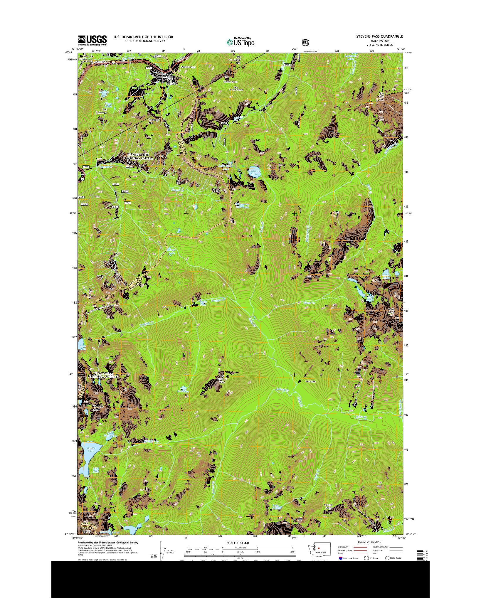 USGS US TOPO 7.5-MINUTE MAP FOR STEVENS PASS, WA 2014