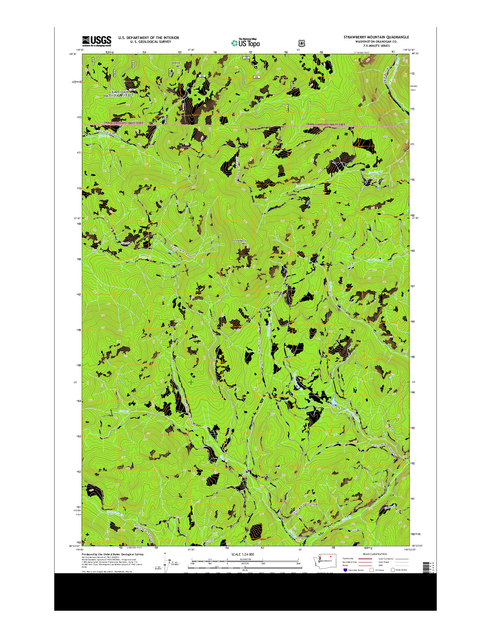 USGS US TOPO 7.5-MINUTE MAP FOR STRAWBERRY MOUNTAIN, WA 2014