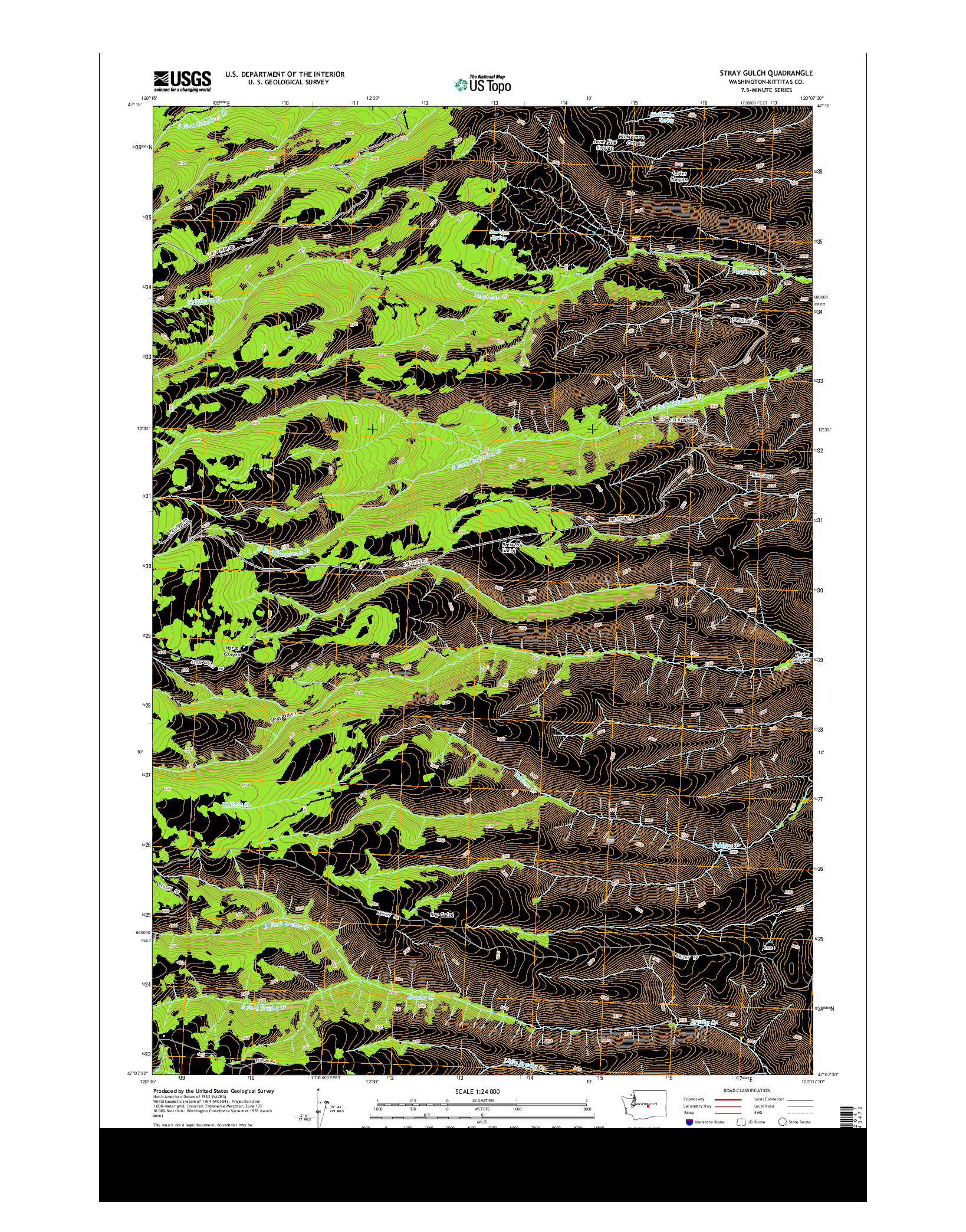 USGS US TOPO 7.5-MINUTE MAP FOR STRAY GULCH, WA 2014