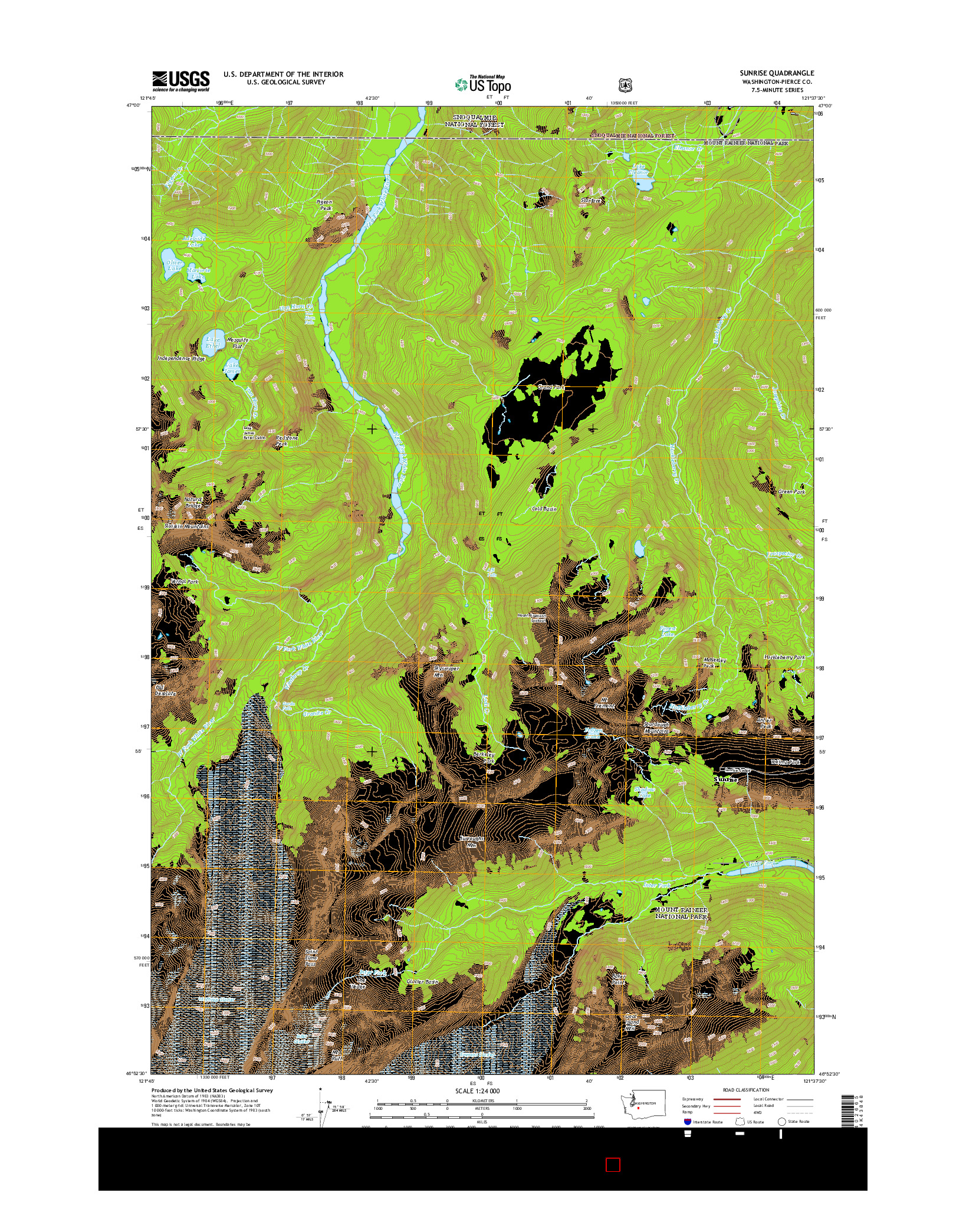 USGS US TOPO 7.5-MINUTE MAP FOR SUNRISE, WA 2014