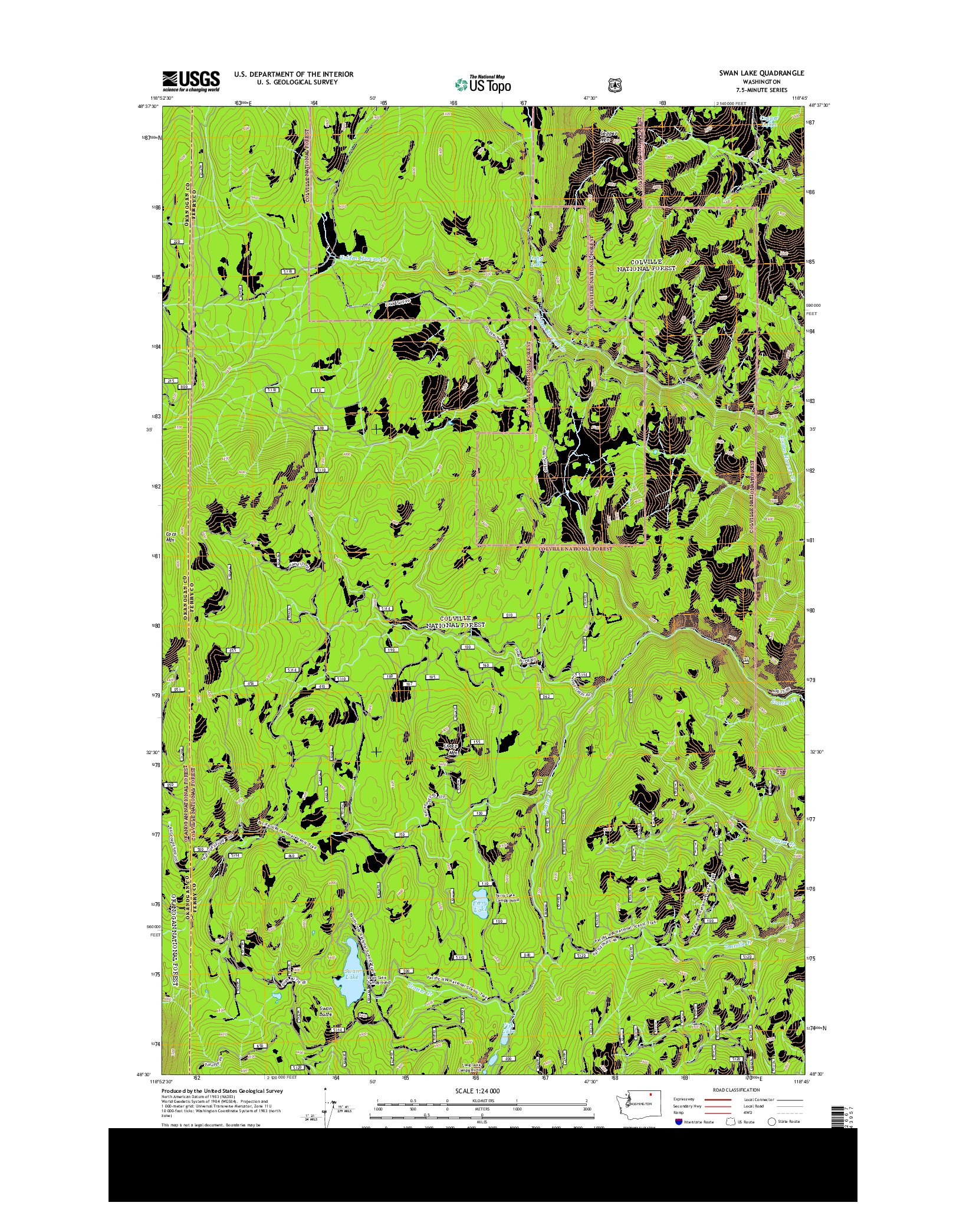 USGS US TOPO 7.5-MINUTE MAP FOR SWAN LAKE, WA 2014