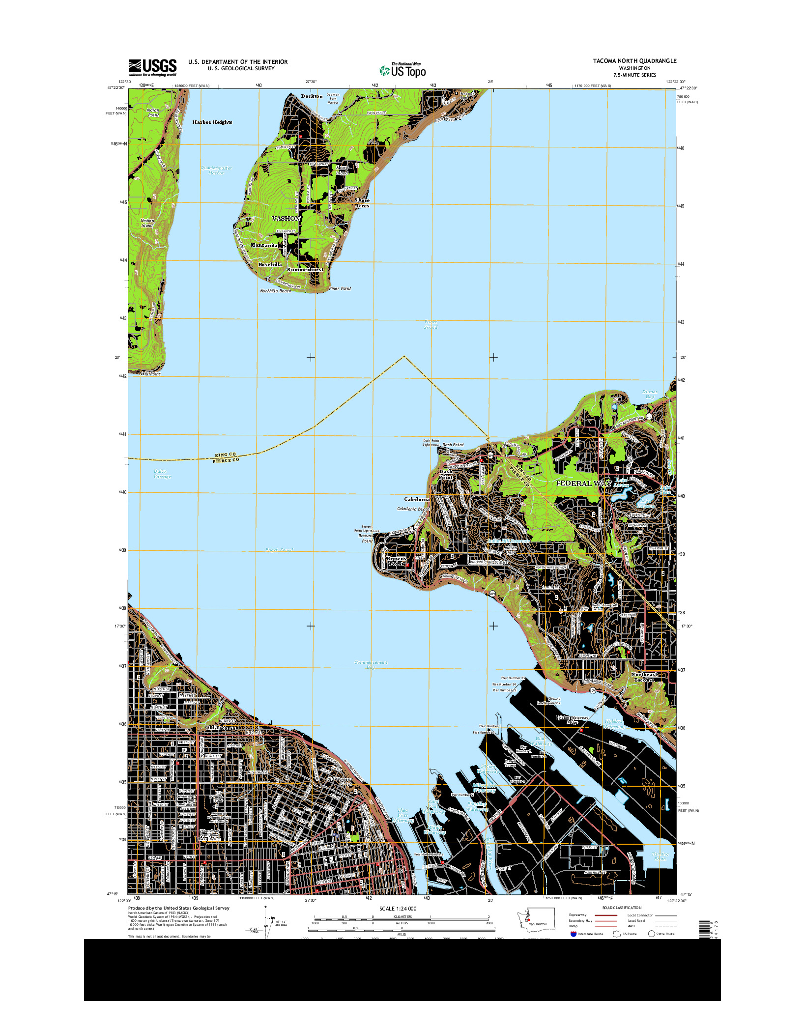 USGS US TOPO 7.5-MINUTE MAP FOR TACOMA NORTH, WA 2014