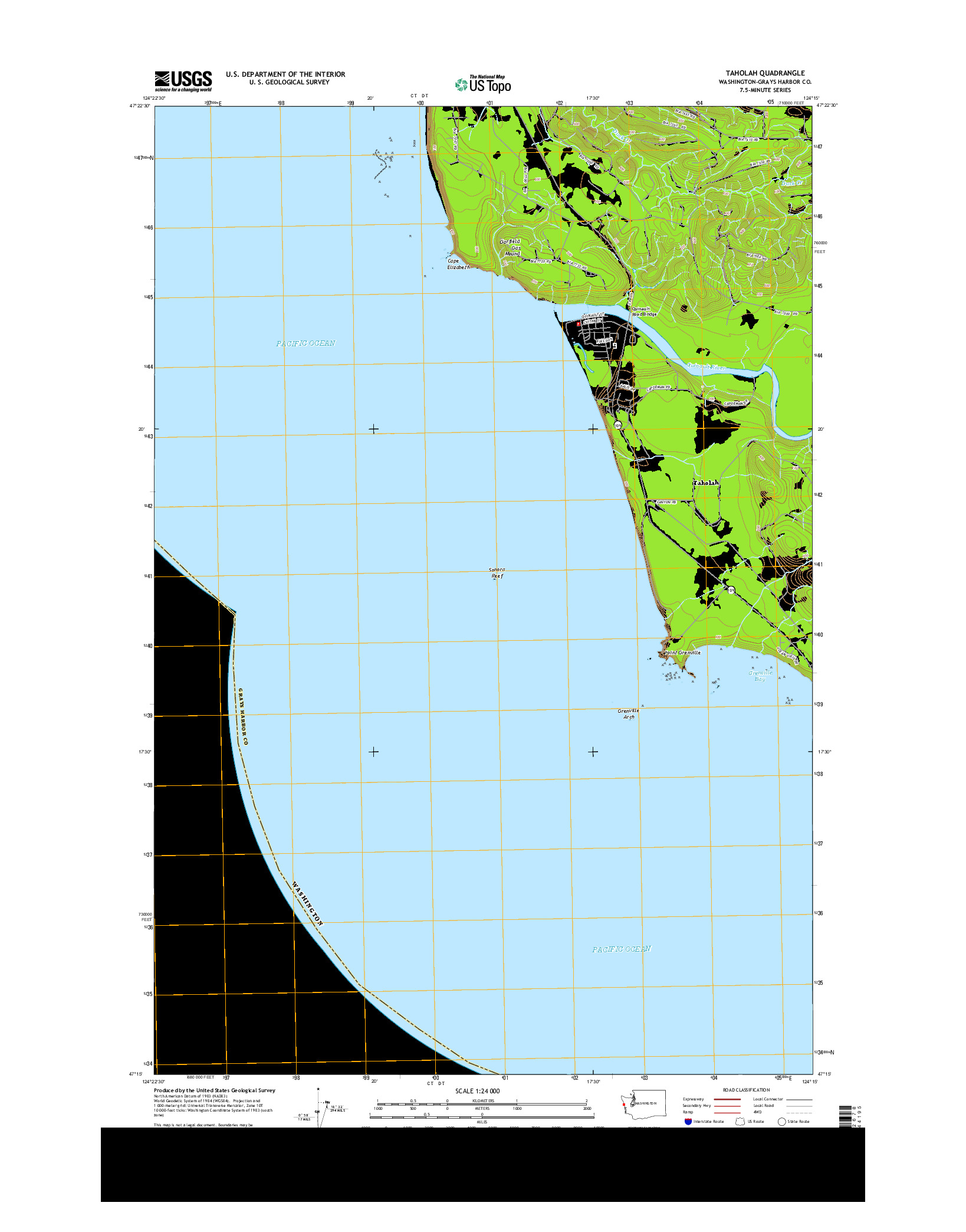 USGS US TOPO 7.5-MINUTE MAP FOR TAHOLAH, WA 2014