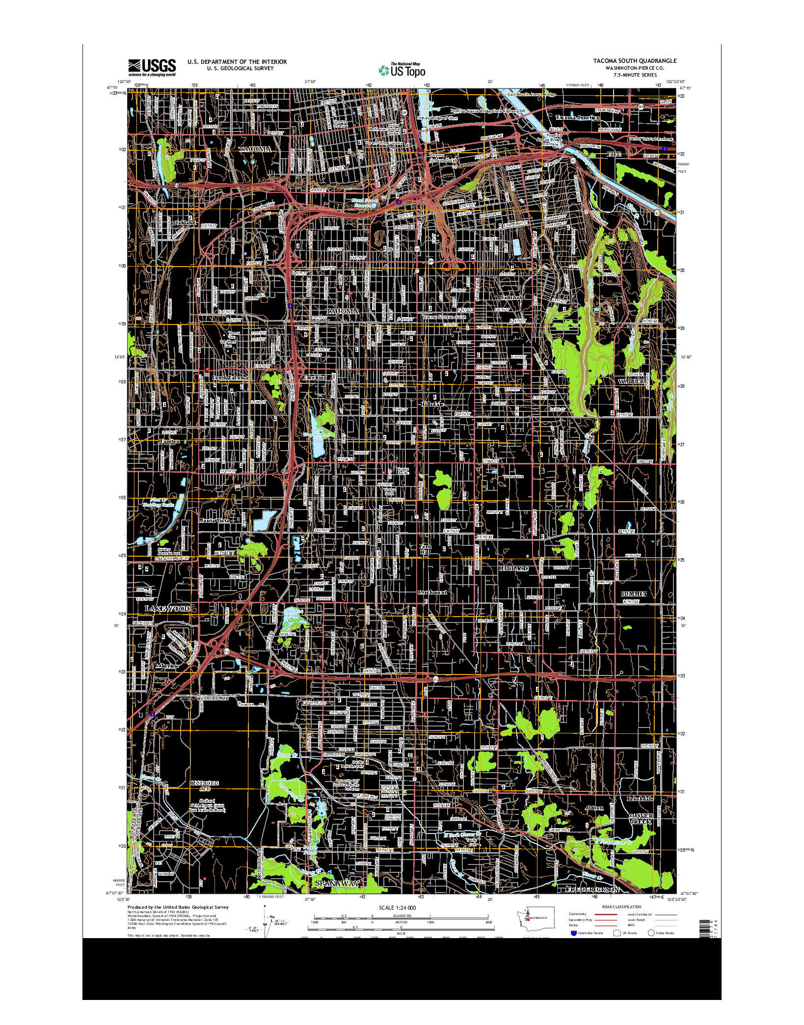 USGS US TOPO 7.5-MINUTE MAP FOR TACOMA SOUTH, WA 2014