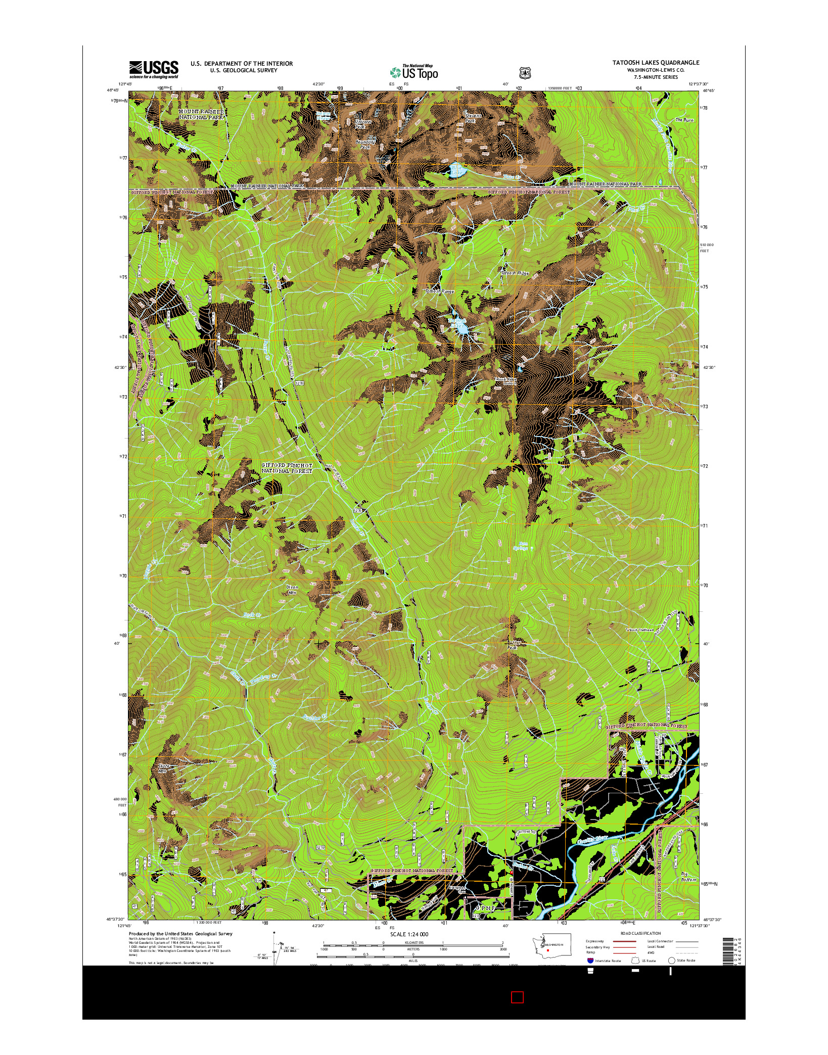 USGS US TOPO 7.5-MINUTE MAP FOR TATOOSH LAKES, WA 2014