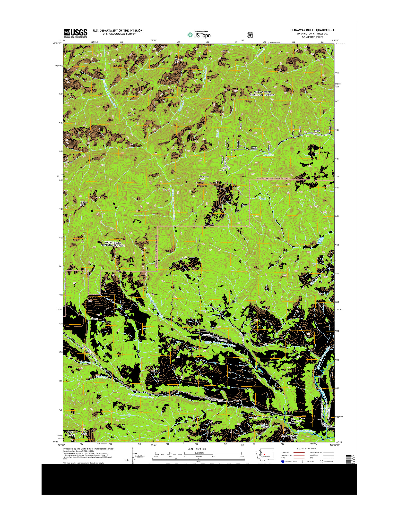 USGS US TOPO 7.5-MINUTE MAP FOR TEANAWAY BUTTE, WA 2014