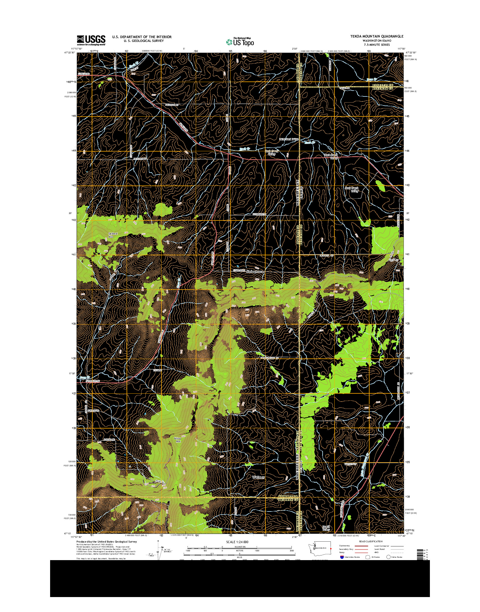 USGS US TOPO 7.5-MINUTE MAP FOR TEKOA MOUNTAIN, WA-ID 2014