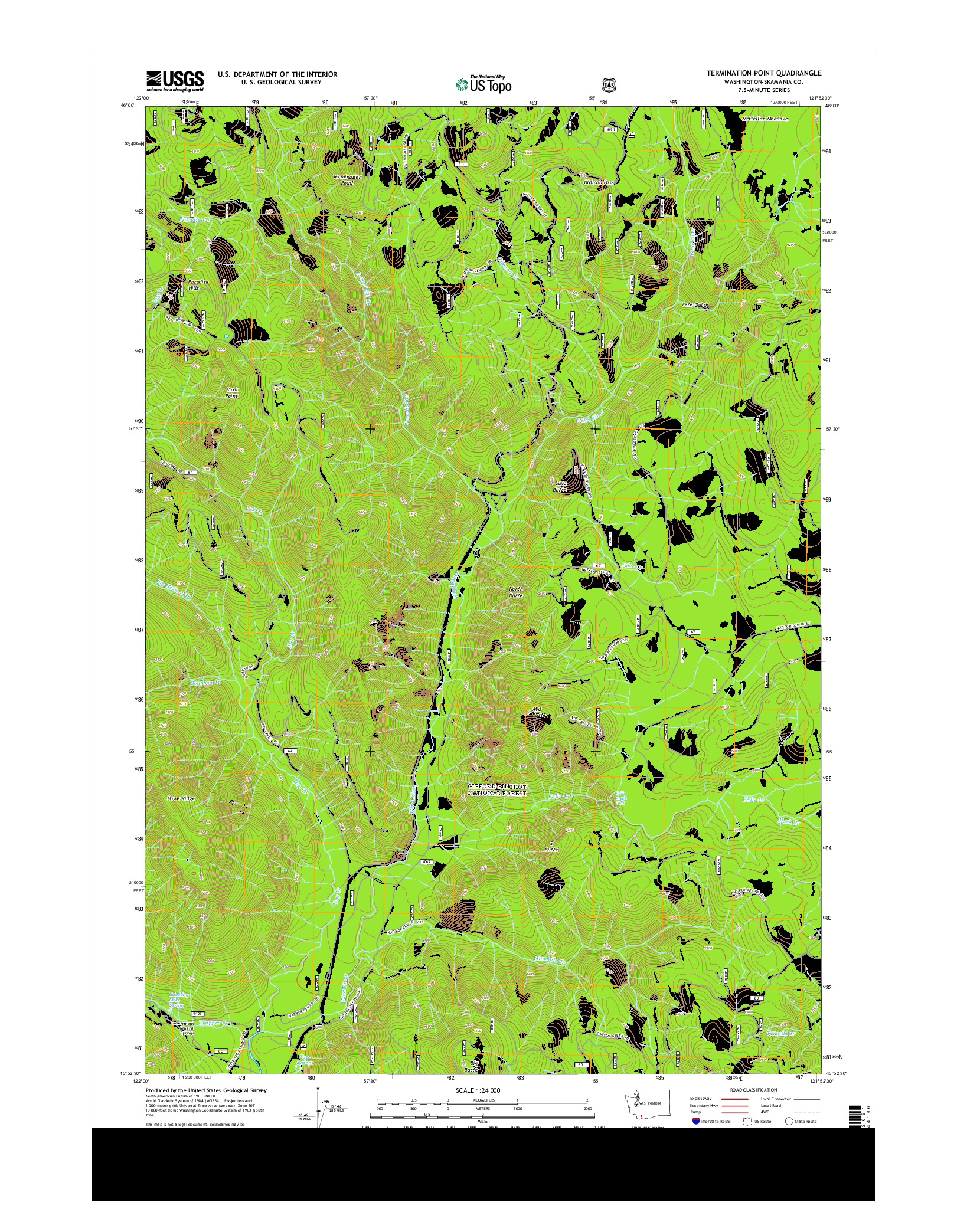 USGS US TOPO 7.5-MINUTE MAP FOR TERMINATION POINT, WA 2014