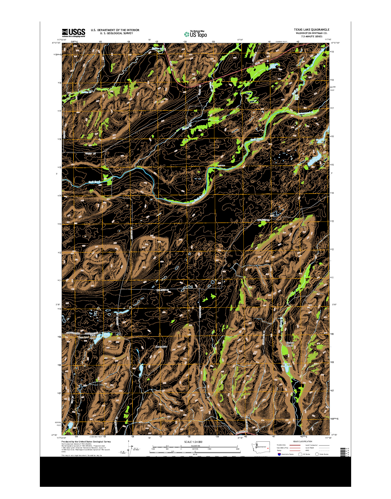 USGS US TOPO 7.5-MINUTE MAP FOR TEXAS LAKE, WA 2014