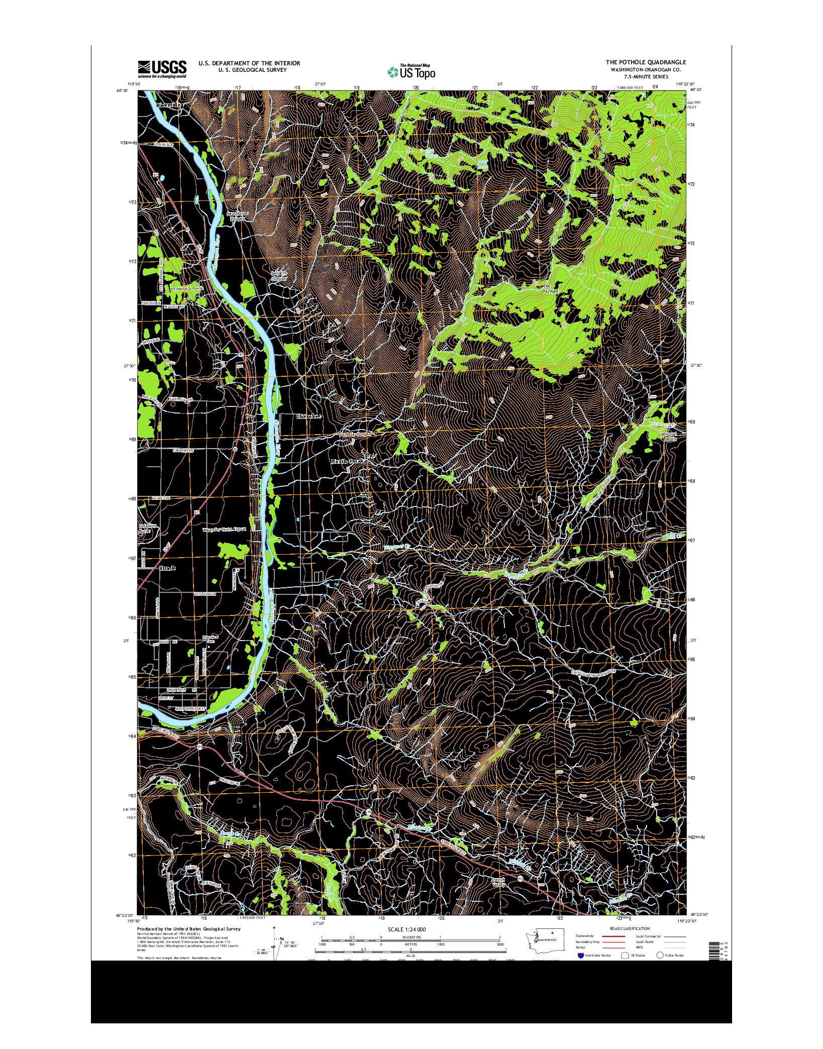 USGS US TOPO 7.5-MINUTE MAP FOR THE POTHOLE, WA 2014