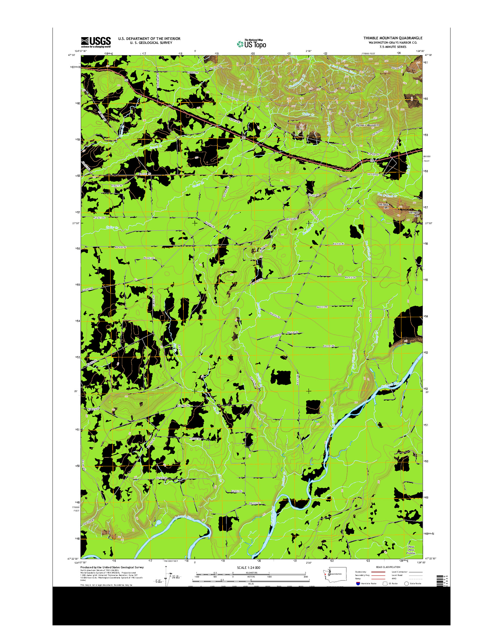 USGS US TOPO 7.5-MINUTE MAP FOR THIMBLE MOUNTAIN, WA 2014