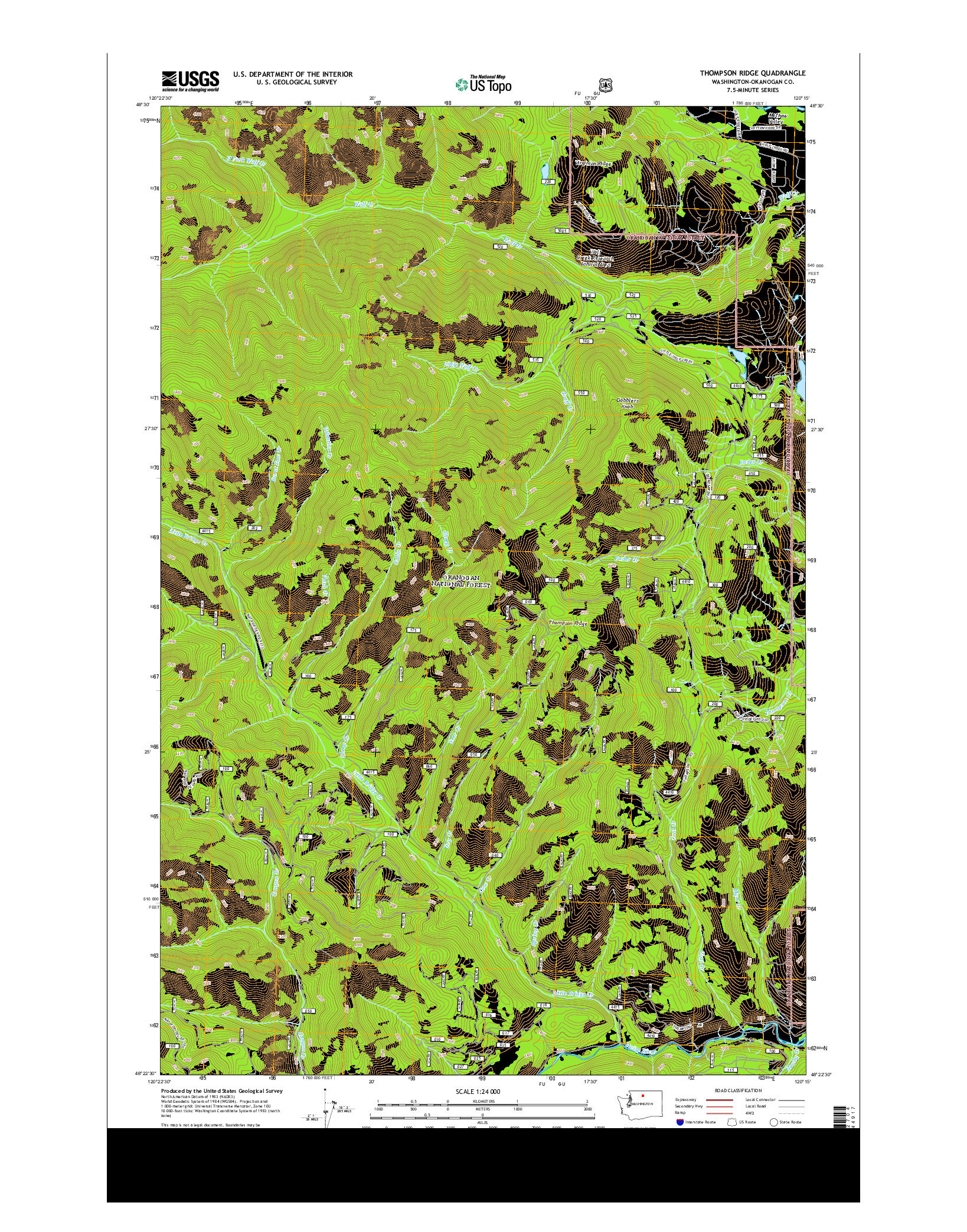USGS US TOPO 7.5-MINUTE MAP FOR THOMPSON RIDGE, WA 2014