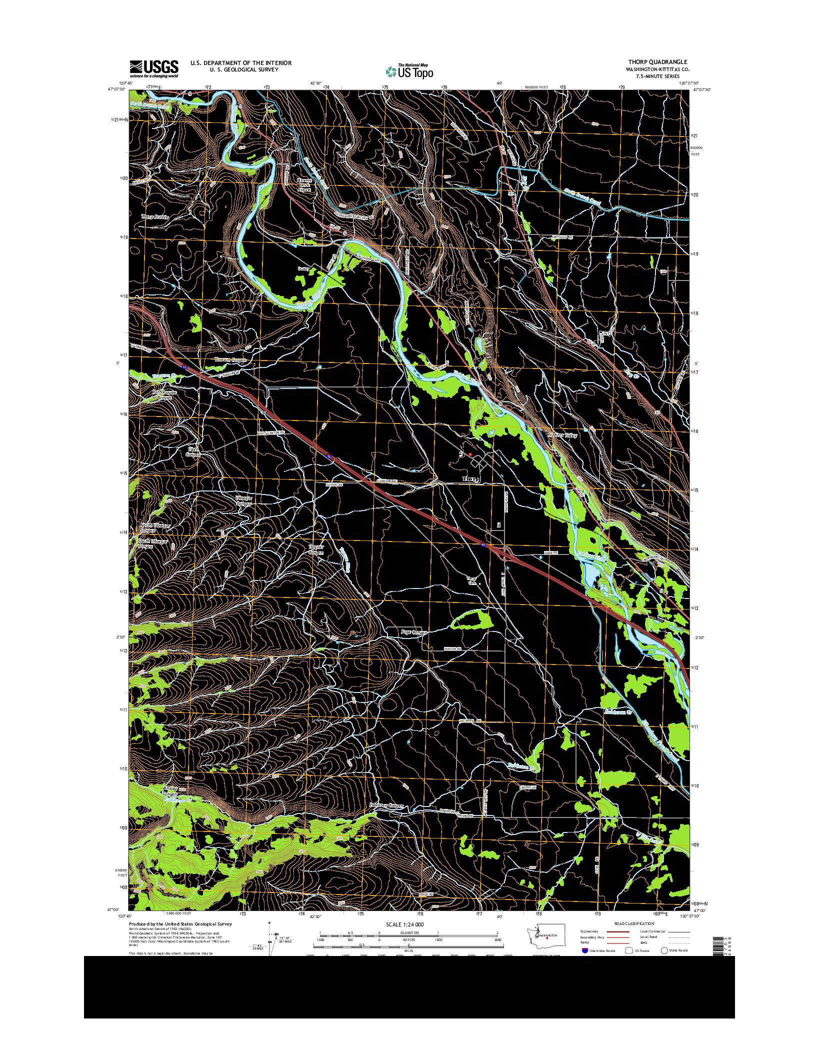 USGS US TOPO 7.5-MINUTE MAP FOR THORP, WA 2014