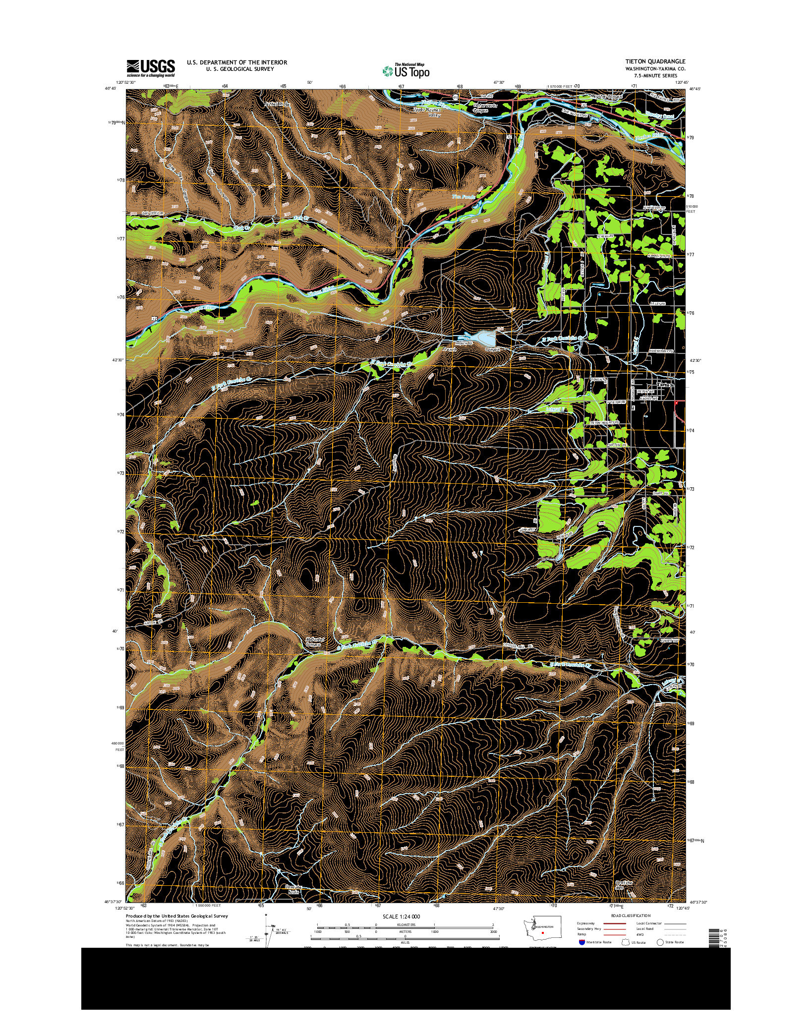 USGS US TOPO 7.5-MINUTE MAP FOR TIETON, WA 2014