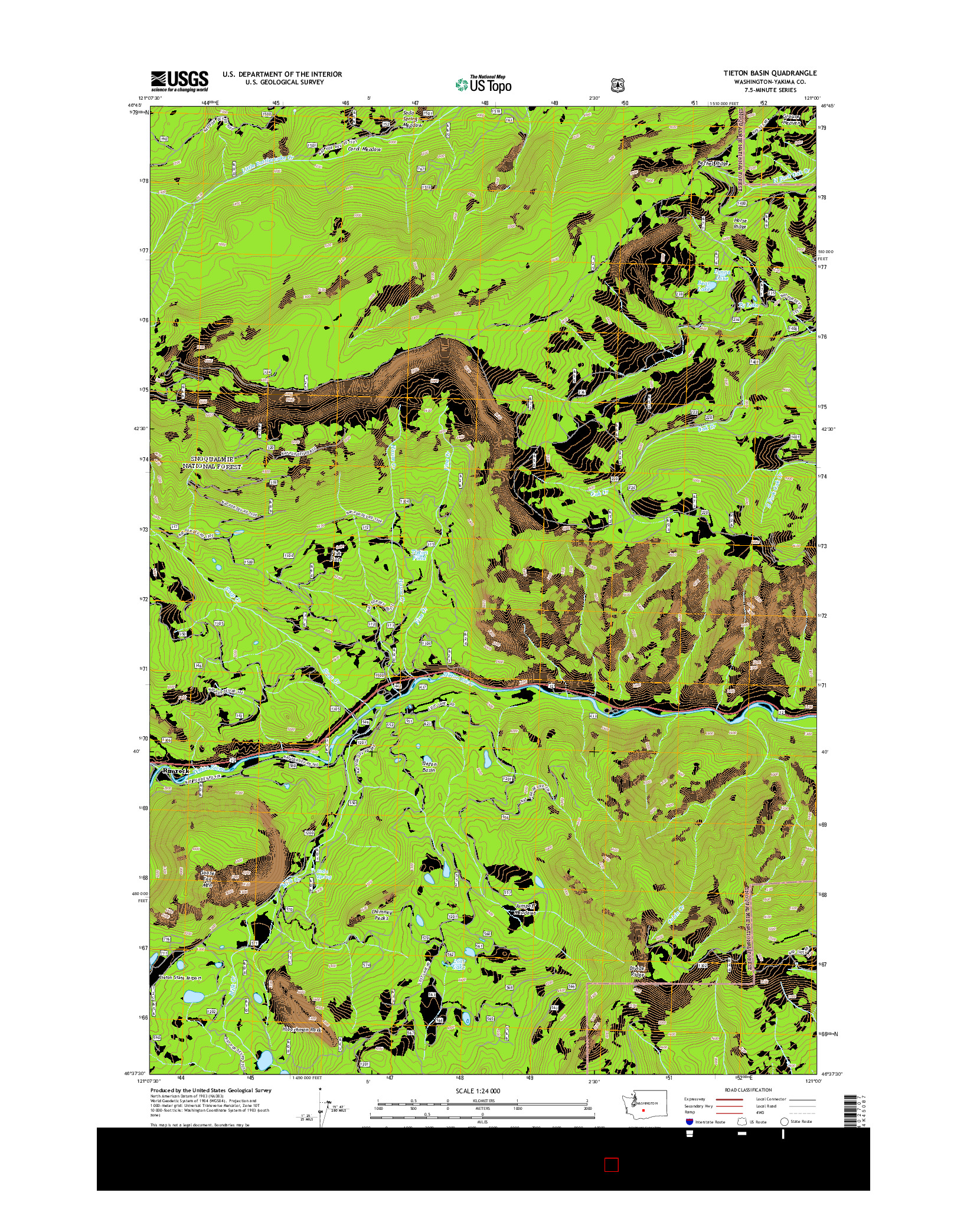 USGS US TOPO 7.5-MINUTE MAP FOR TIETON BASIN, WA 2014