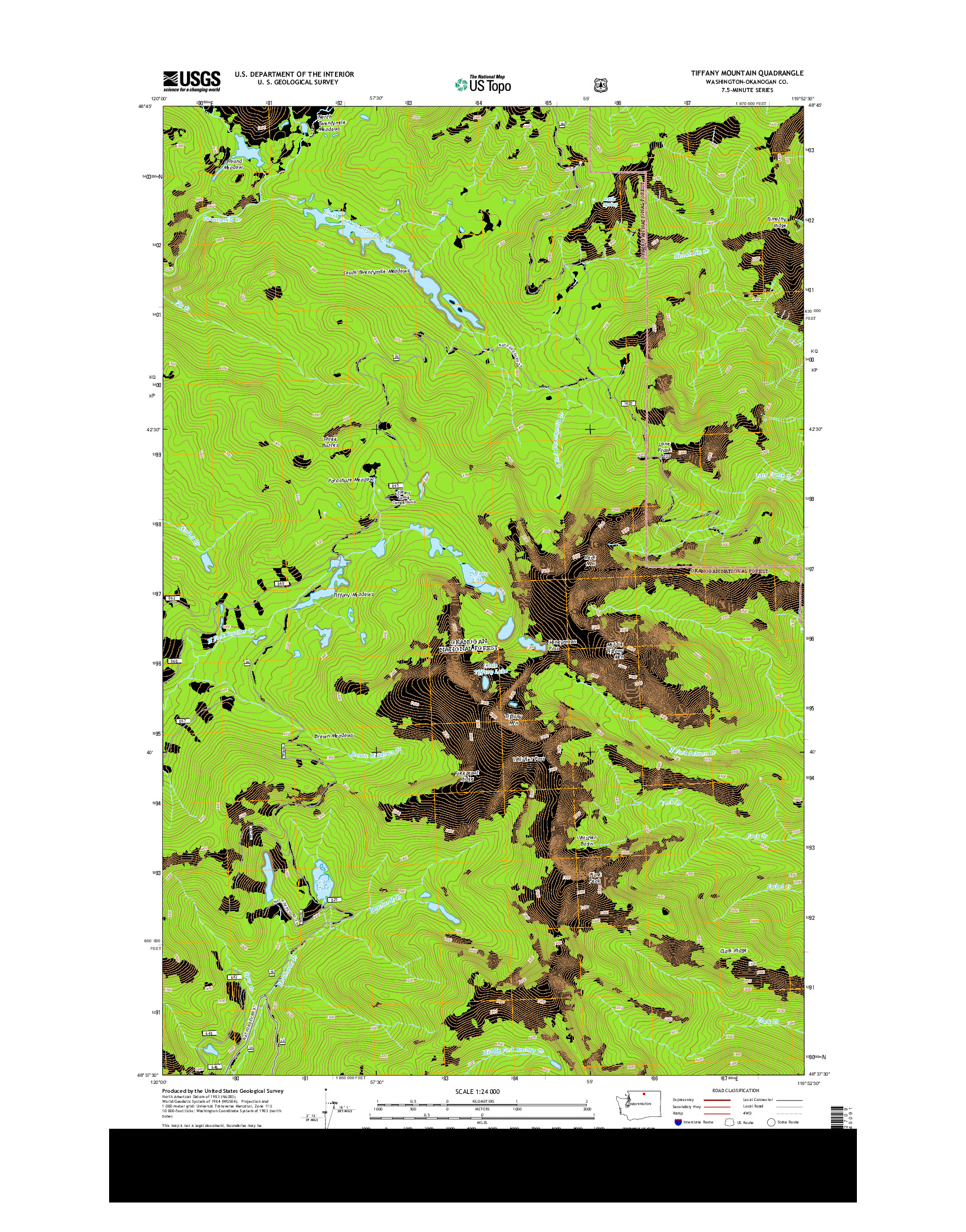 USGS US TOPO 7.5-MINUTE MAP FOR TIFFANY MOUNTAIN, WA 2014