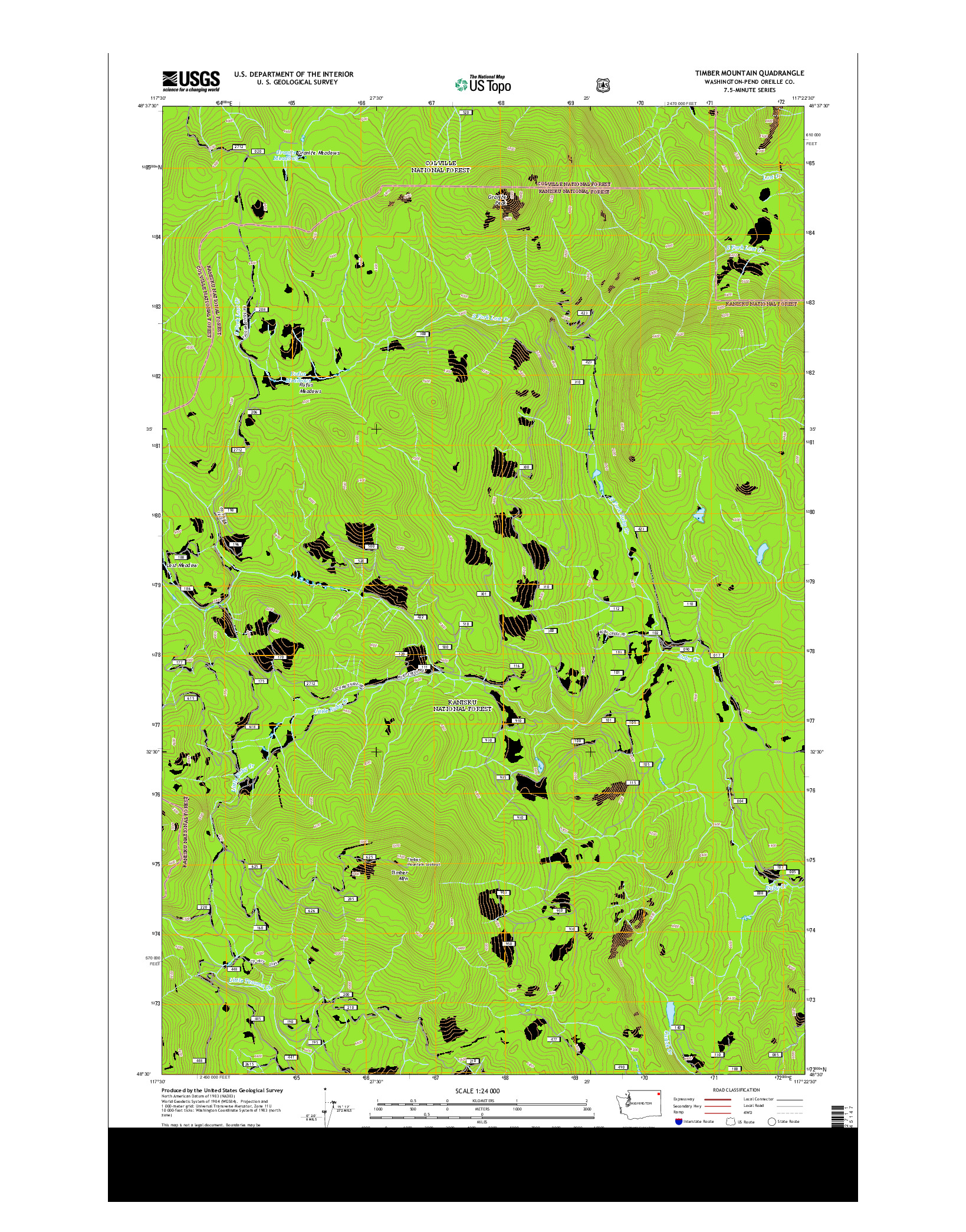 USGS US TOPO 7.5-MINUTE MAP FOR TIMBER MOUNTAIN, WA 2014