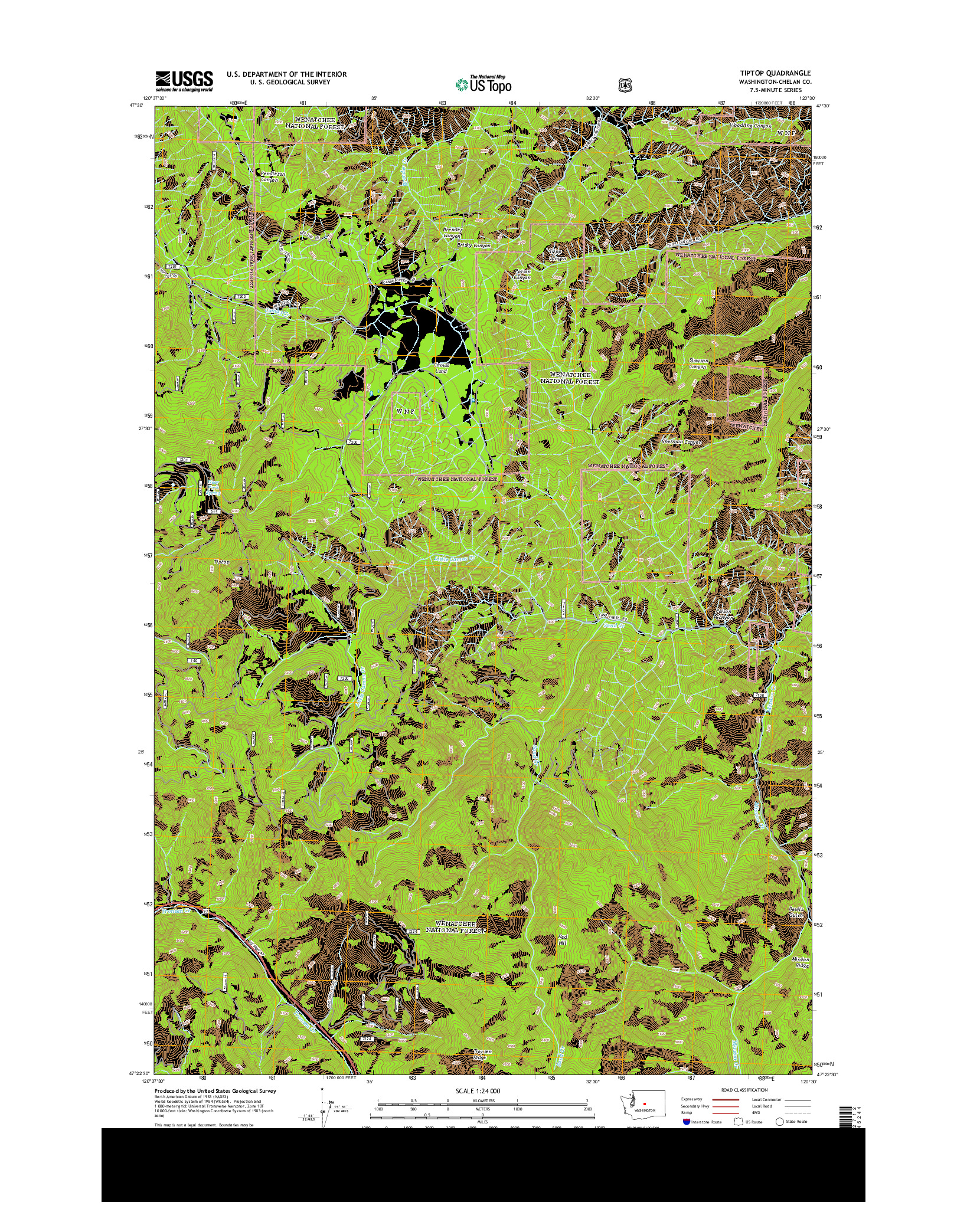 USGS US TOPO 7.5-MINUTE MAP FOR TIPTOP, WA 2014