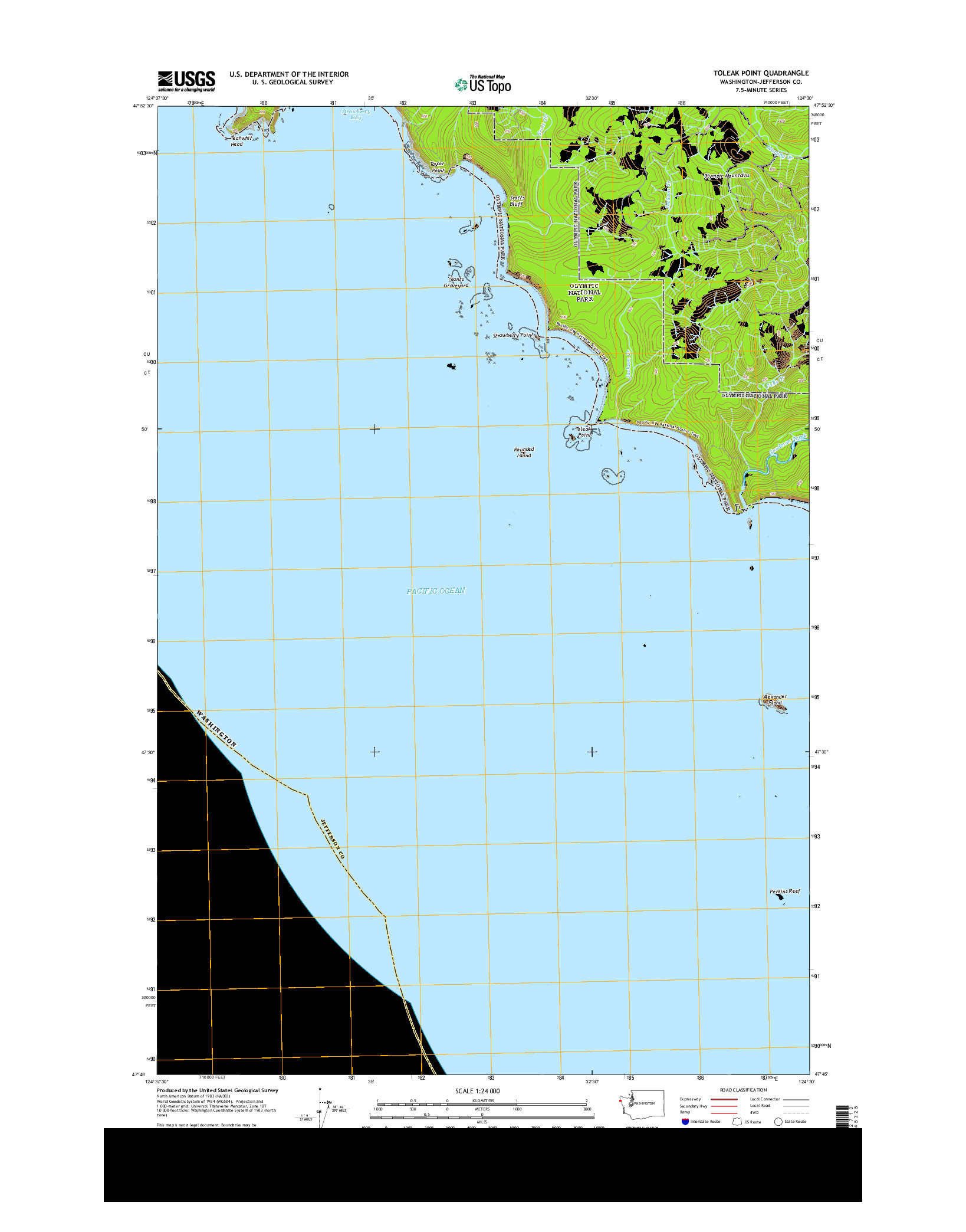 USGS US TOPO 7.5-MINUTE MAP FOR TOLEAK POINT, WA 2014