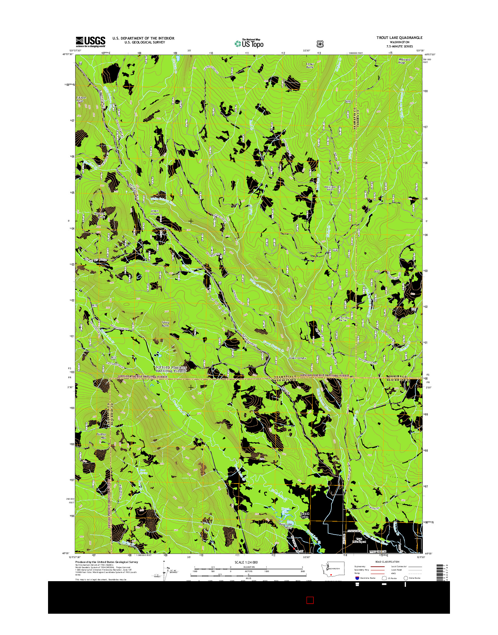 USGS US TOPO 7.5-MINUTE MAP FOR TROUT LAKE, WA 2014