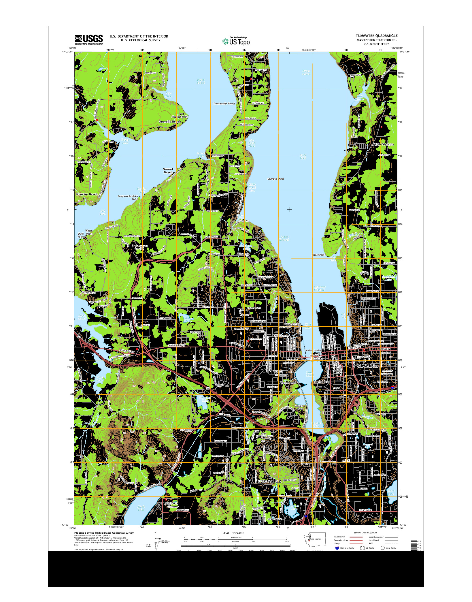 USGS US TOPO 7.5-MINUTE MAP FOR TUMWATER, WA 2014