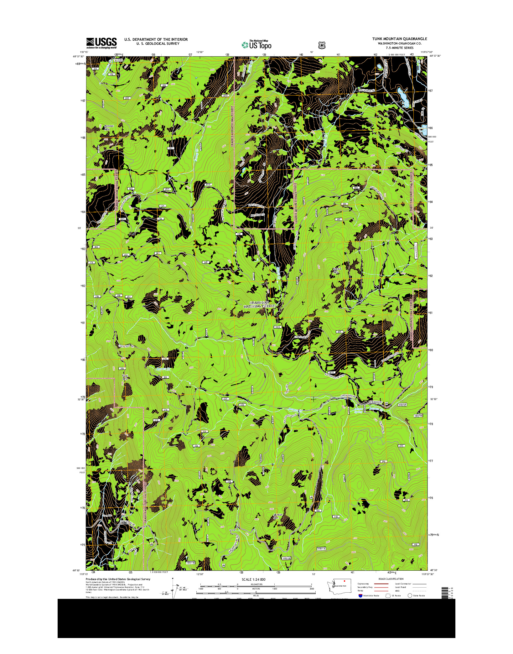 USGS US TOPO 7.5-MINUTE MAP FOR TUNK MOUNTAIN, WA 2014