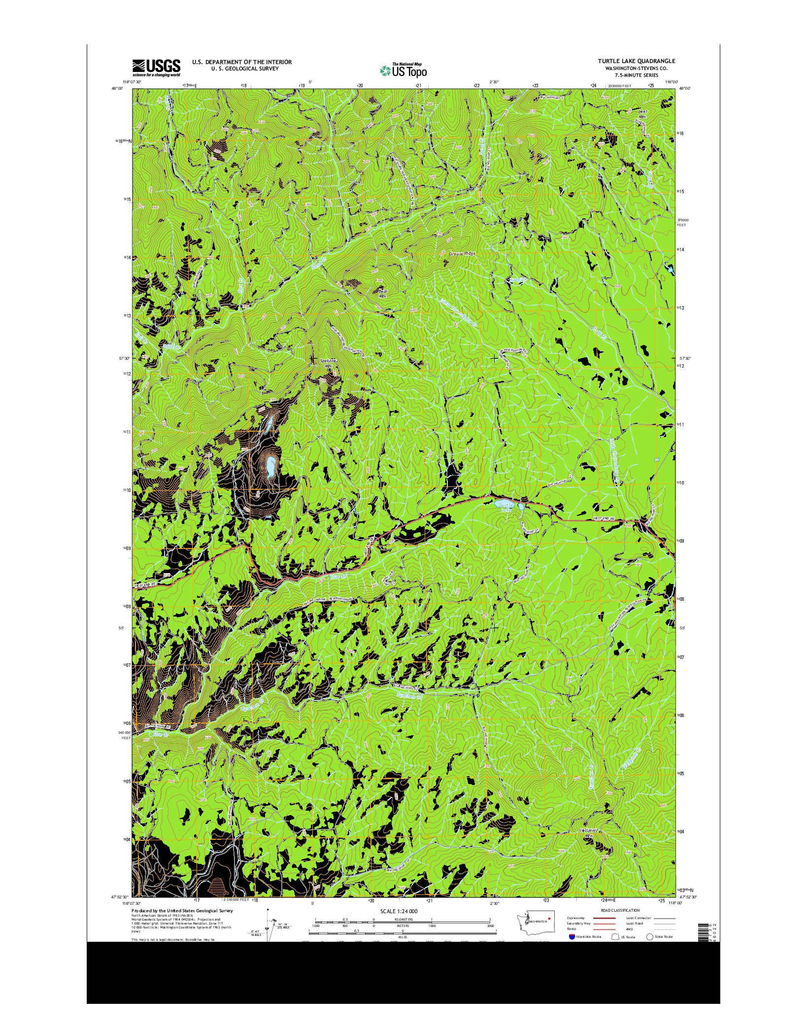 USGS US TOPO 7.5-MINUTE MAP FOR TURTLE LAKE, WA 2014