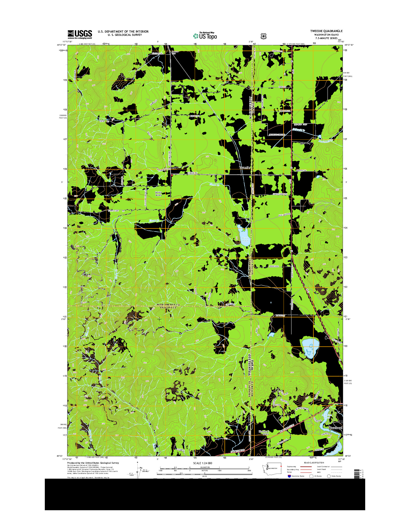 USGS US TOPO 7.5-MINUTE MAP FOR TWEEDIE, WA-ID 2014