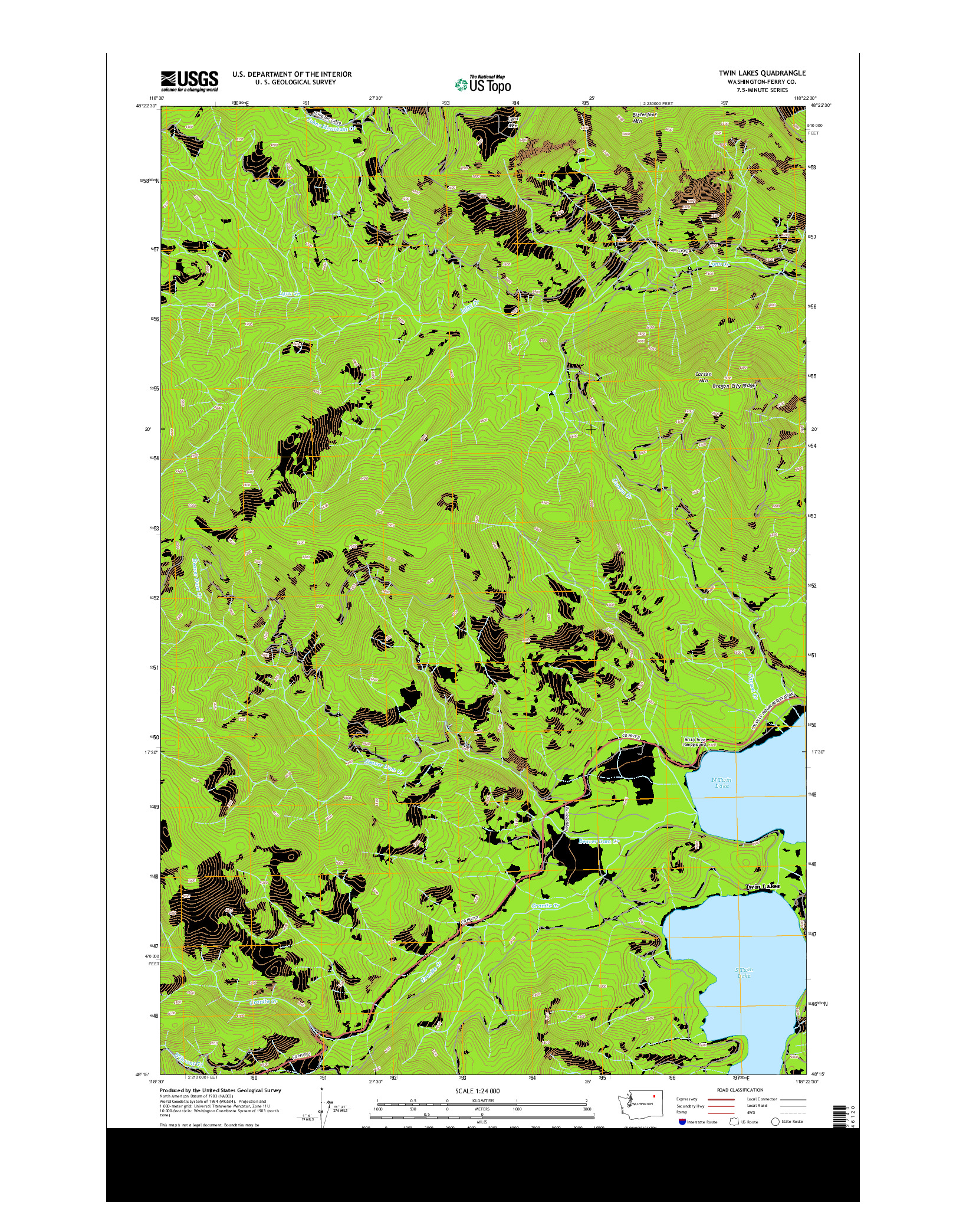 USGS US TOPO 7.5-MINUTE MAP FOR TWIN LAKES, WA 2014