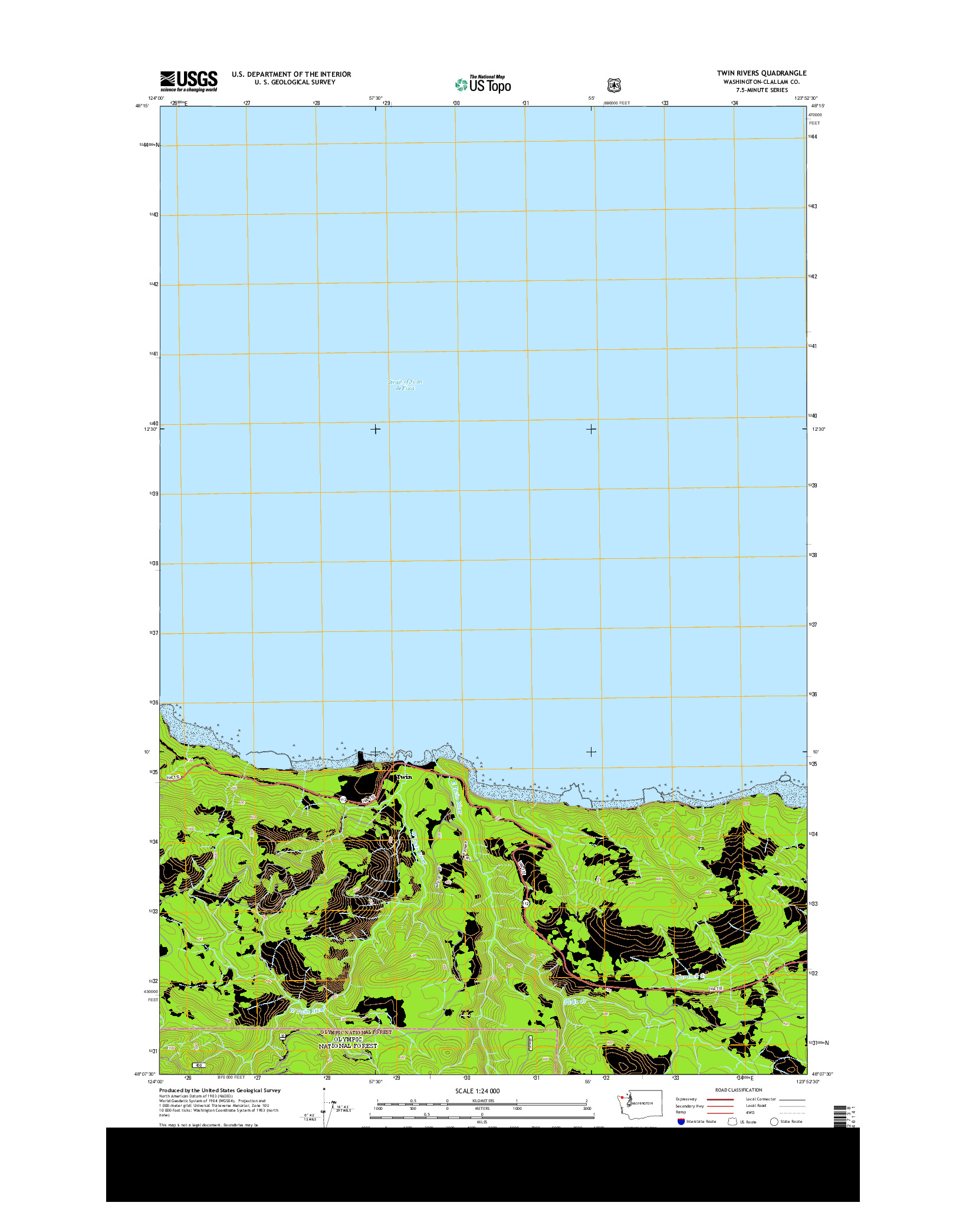 USGS US TOPO 7.5-MINUTE MAP FOR TWIN RIVERS, WA 2014