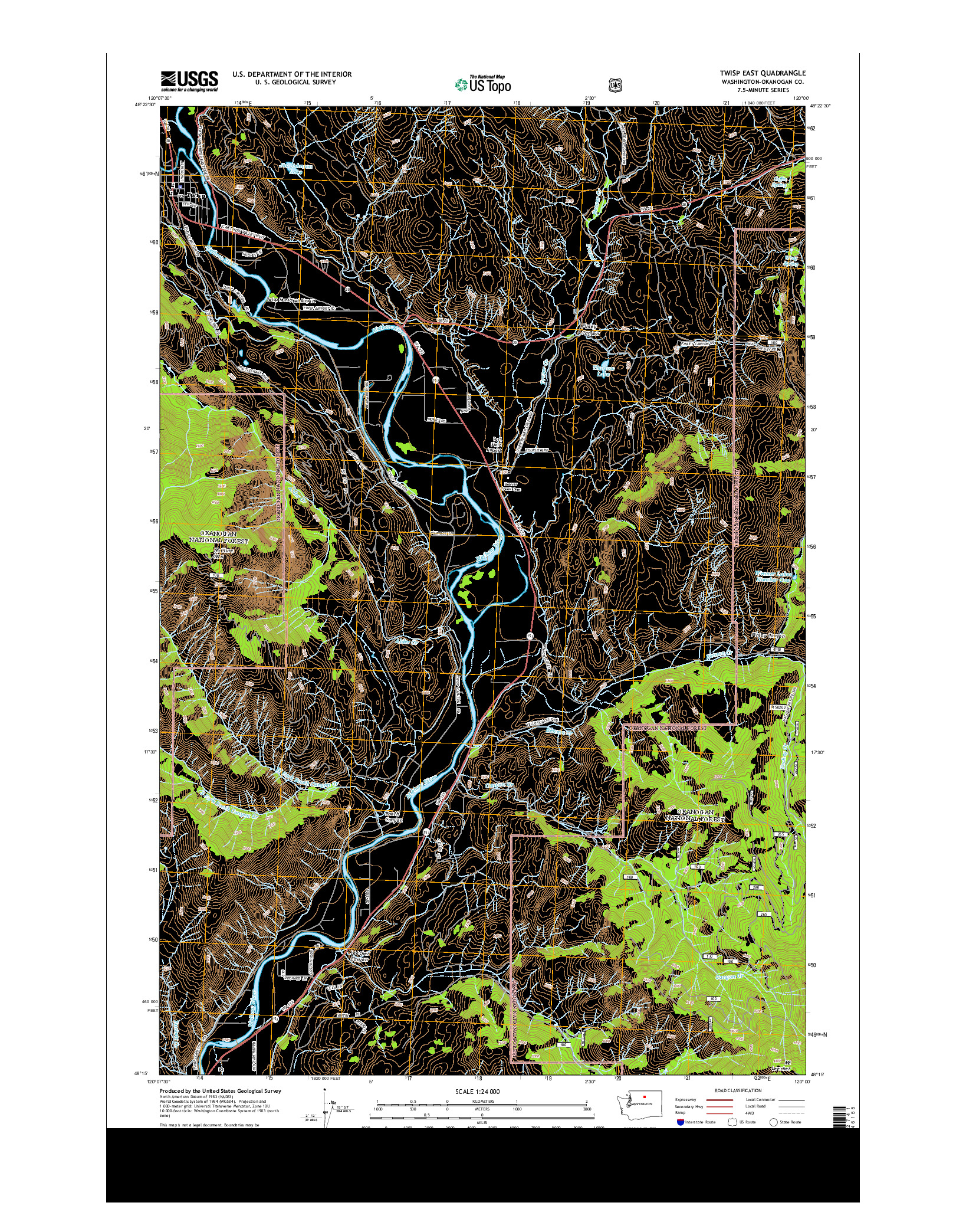 USGS US TOPO 7.5-MINUTE MAP FOR TWISP EAST, WA 2014