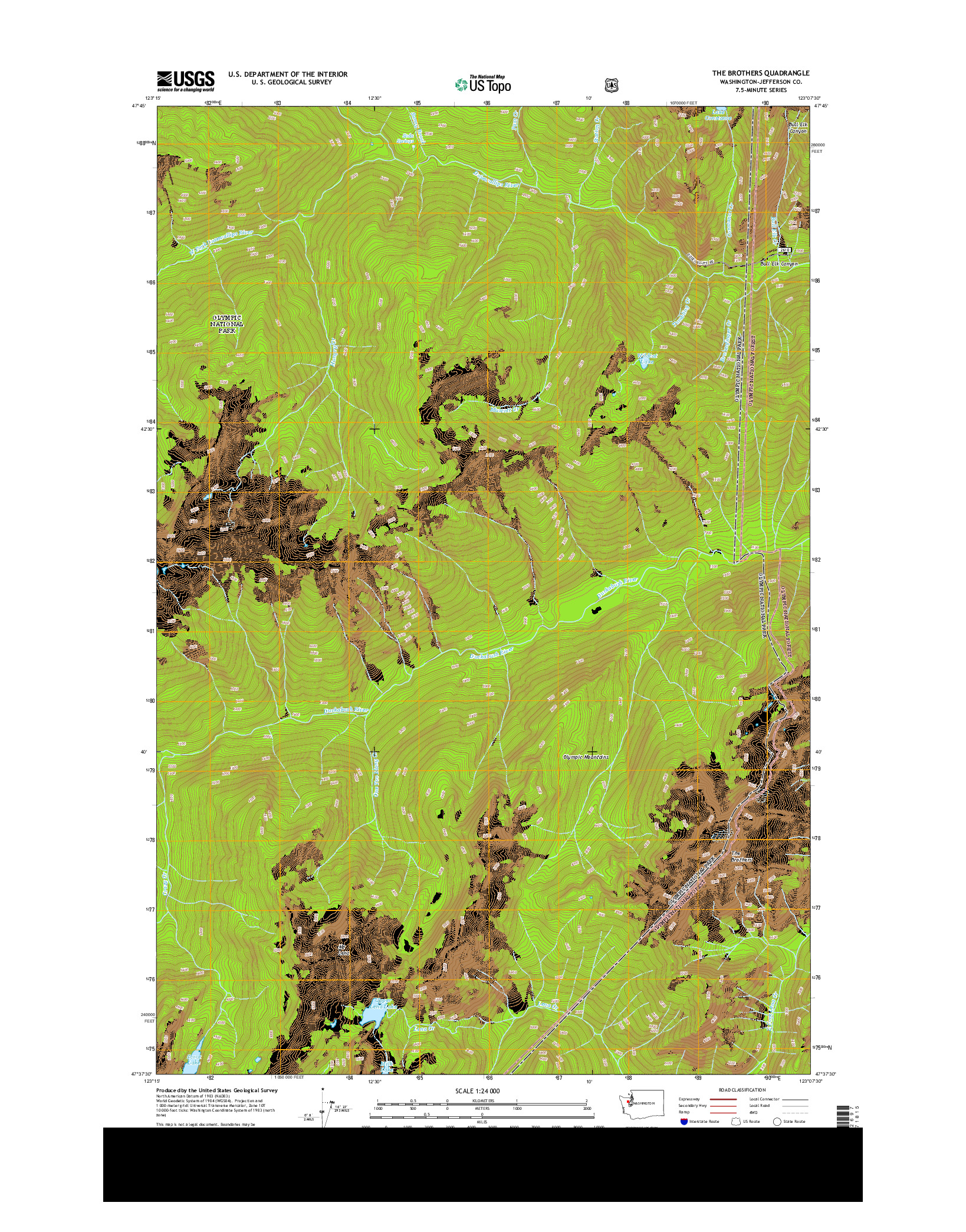 USGS US TOPO 7.5-MINUTE MAP FOR THE BROTHERS, WA 2014