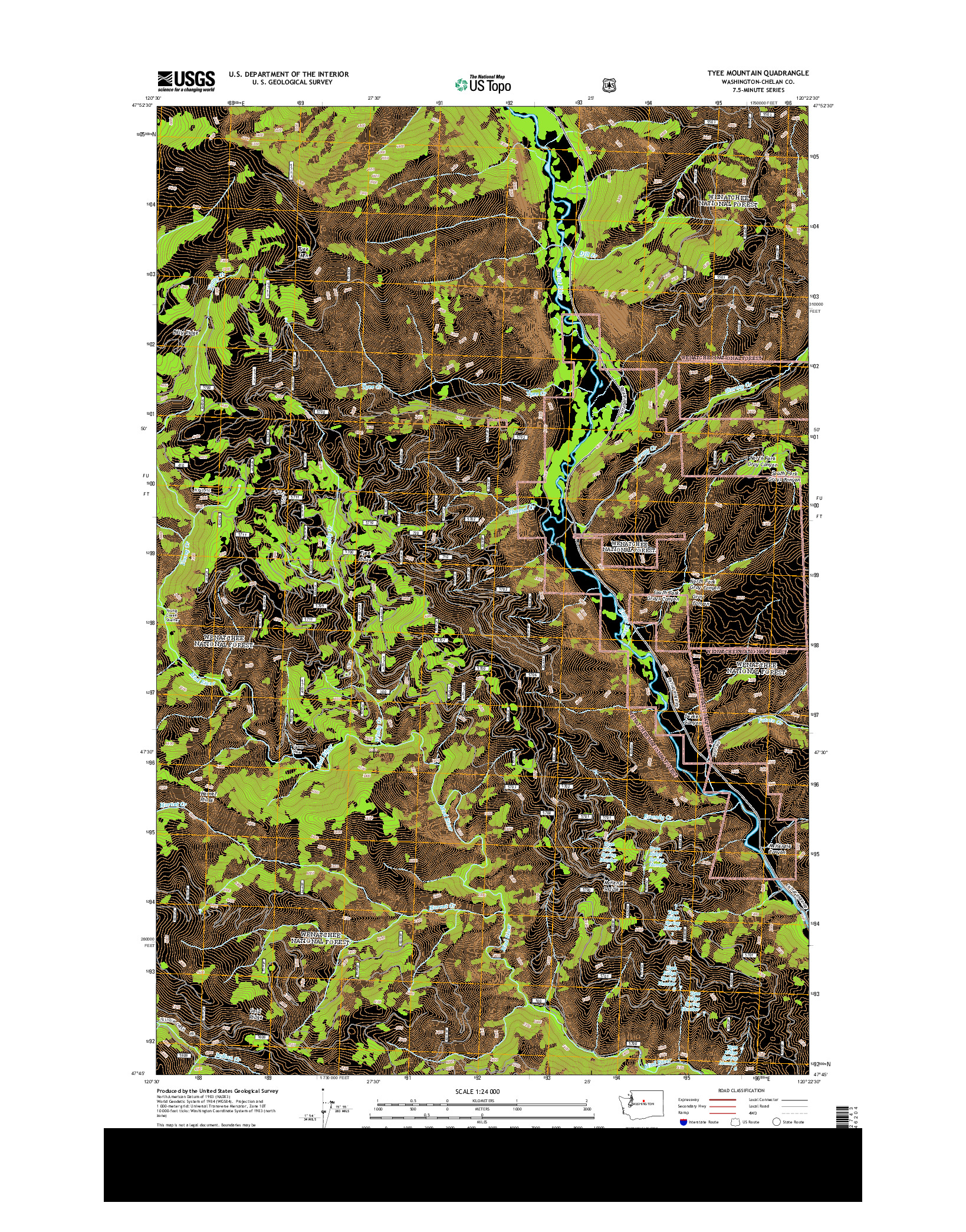 USGS US TOPO 7.5-MINUTE MAP FOR TYEE MOUNTAIN, WA 2014