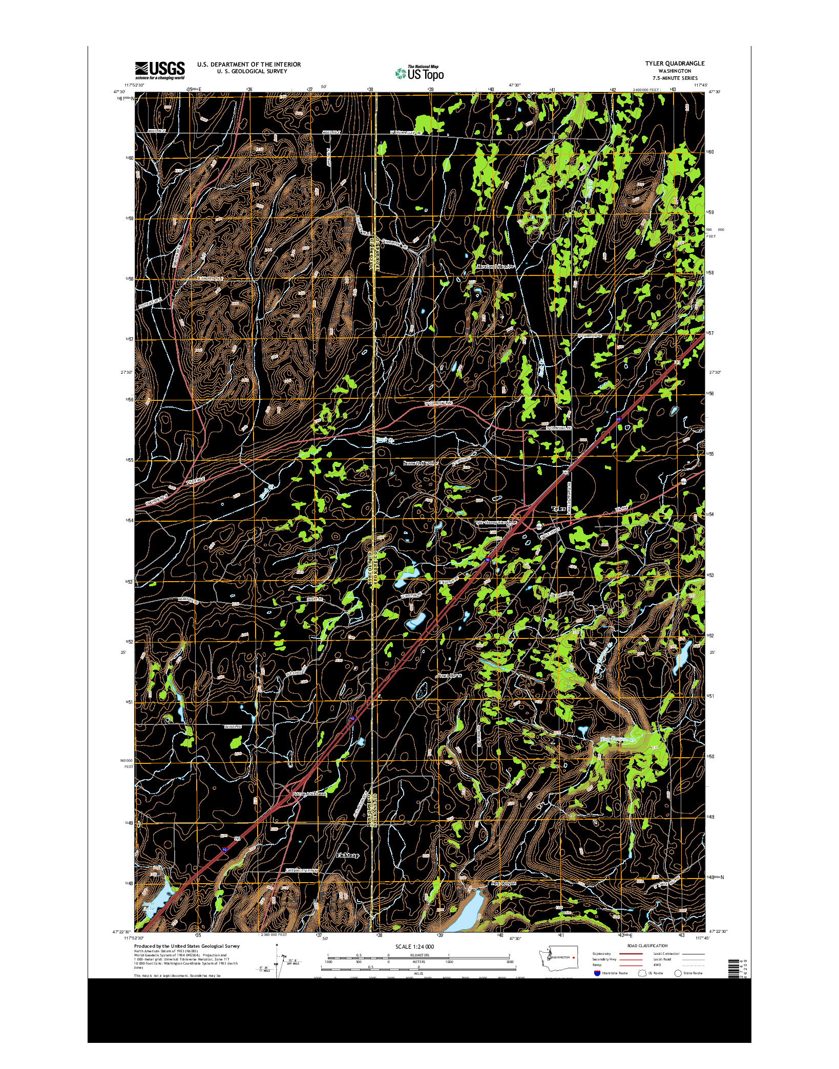 USGS US TOPO 7.5-MINUTE MAP FOR TYLER, WA 2014