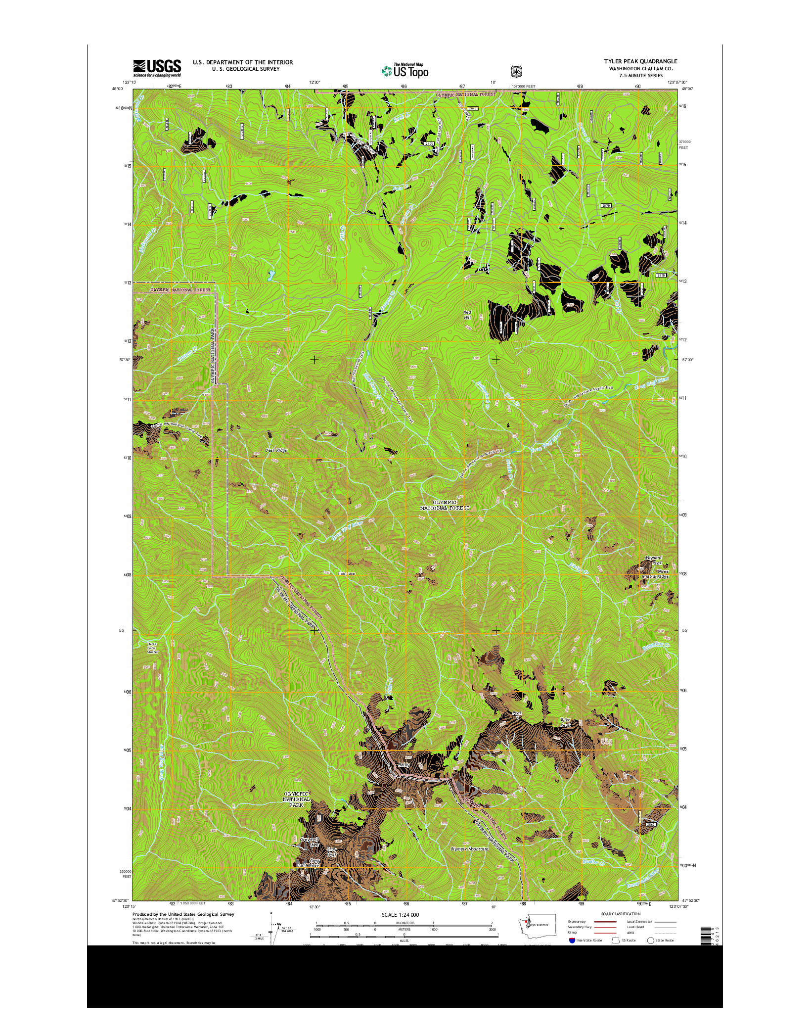 USGS US TOPO 7.5-MINUTE MAP FOR TYLER PEAK, WA 2014