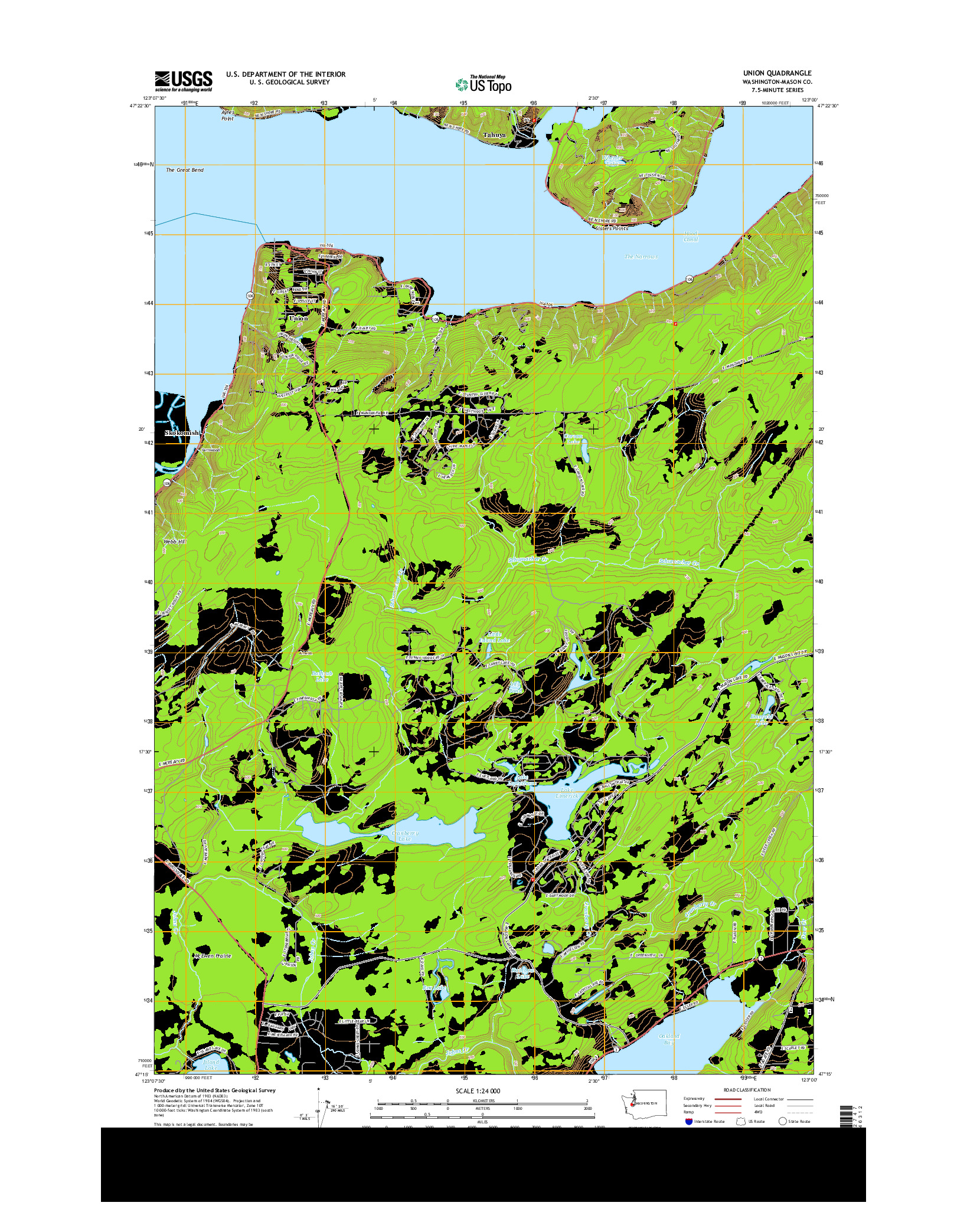 USGS US TOPO 7.5-MINUTE MAP FOR UNION, WA 2014