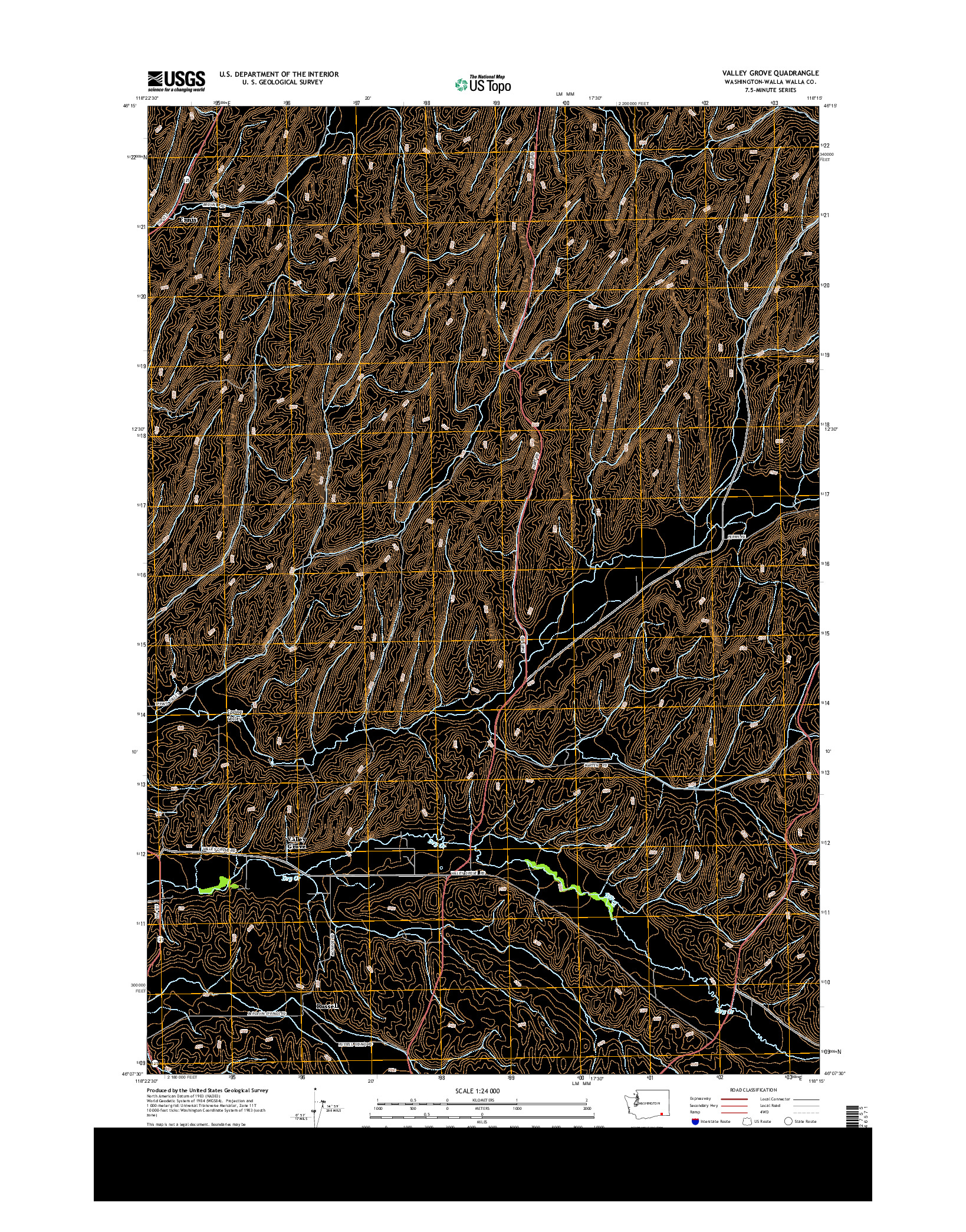 USGS US TOPO 7.5-MINUTE MAP FOR VALLEY GROVE, WA 2014