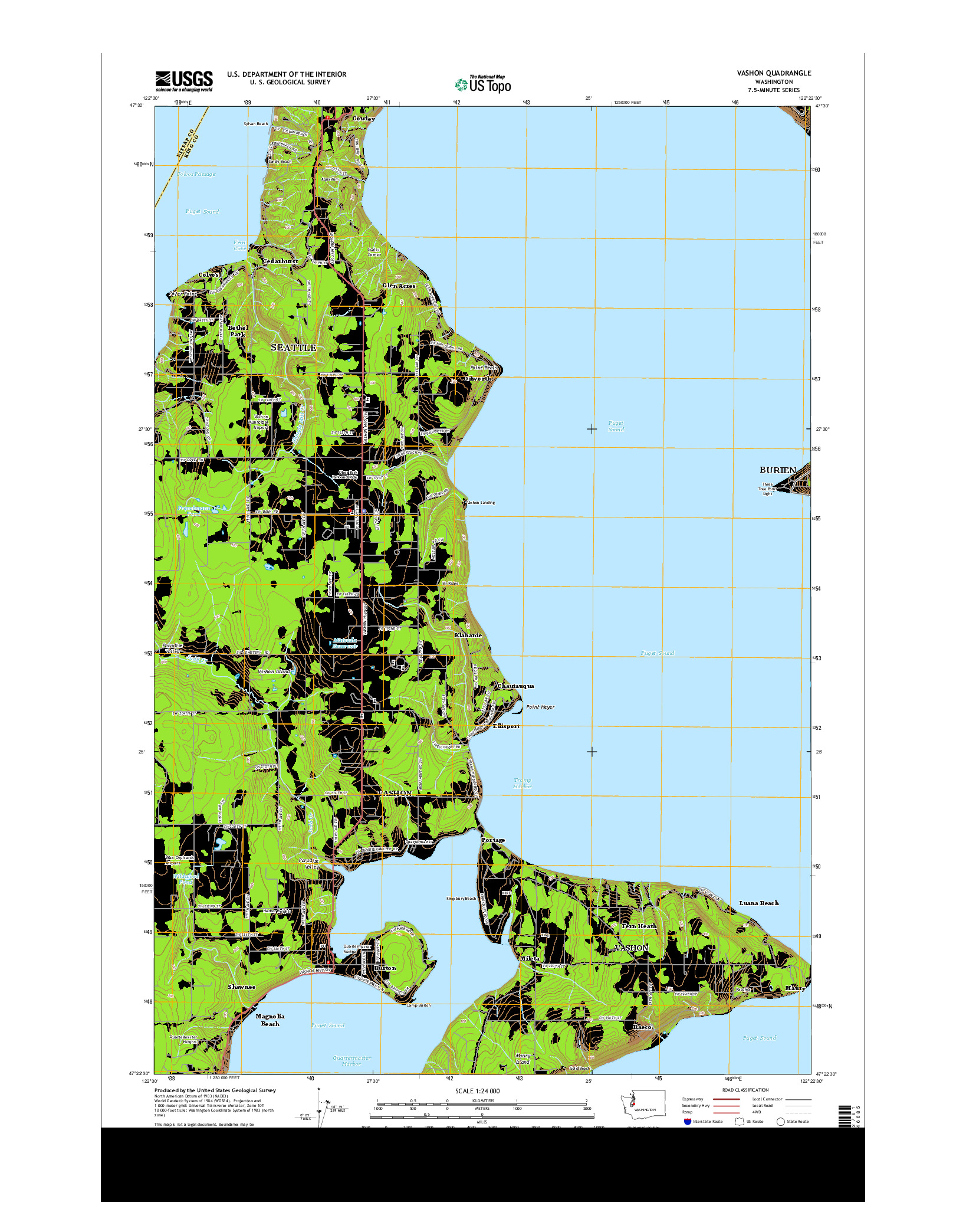 USGS US TOPO 7.5-MINUTE MAP FOR VASHON, WA 2014