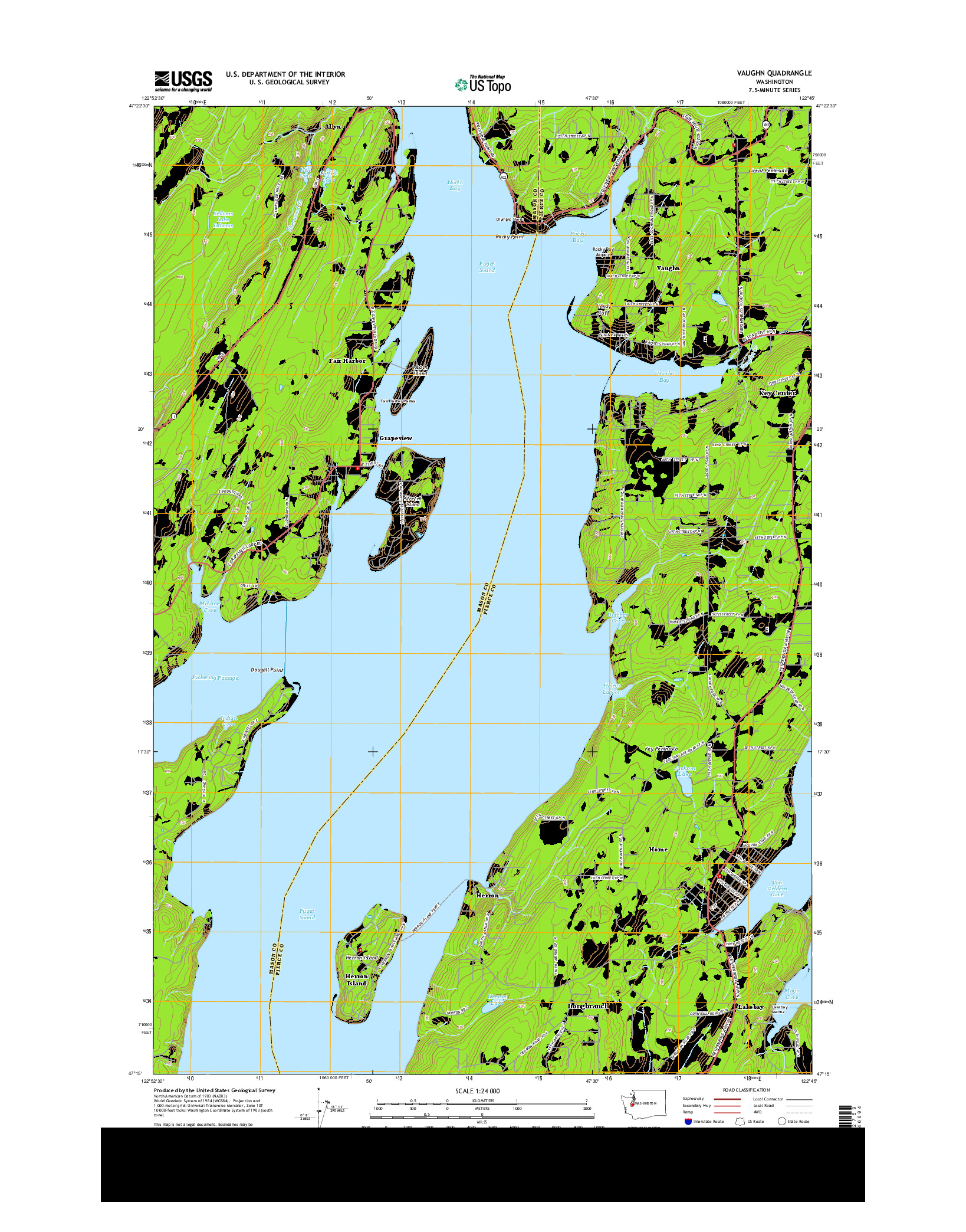 USGS US TOPO 7.5-MINUTE MAP FOR VAUGHN, WA 2014