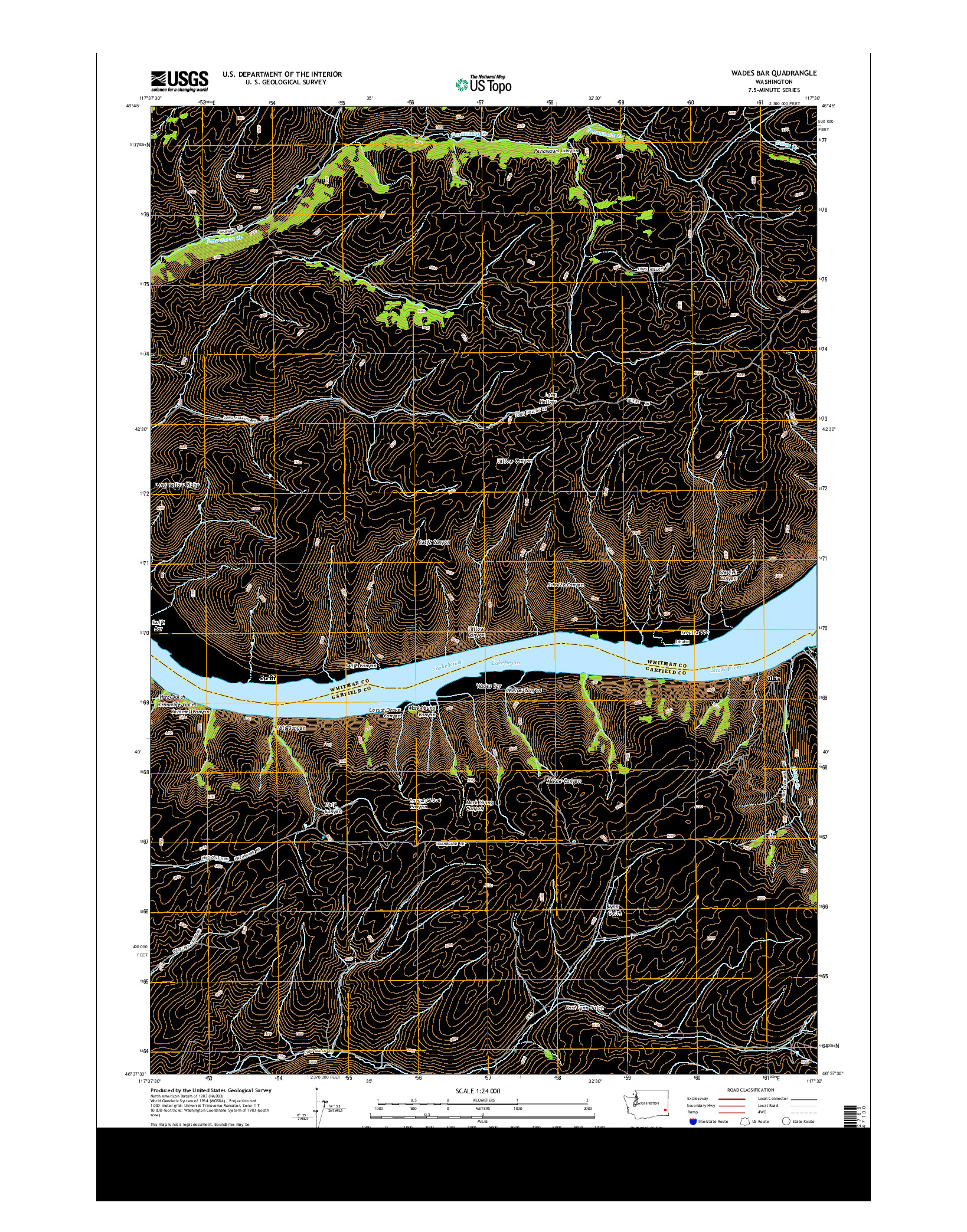 USGS US TOPO 7.5-MINUTE MAP FOR WADES BAR, WA 2014