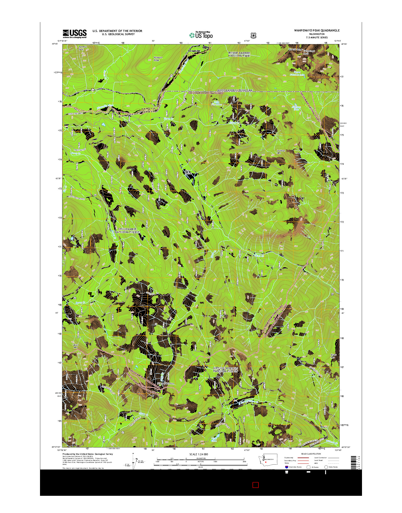 USGS US TOPO 7.5-MINUTE MAP FOR WAHPENAYO PEAK, WA 2014