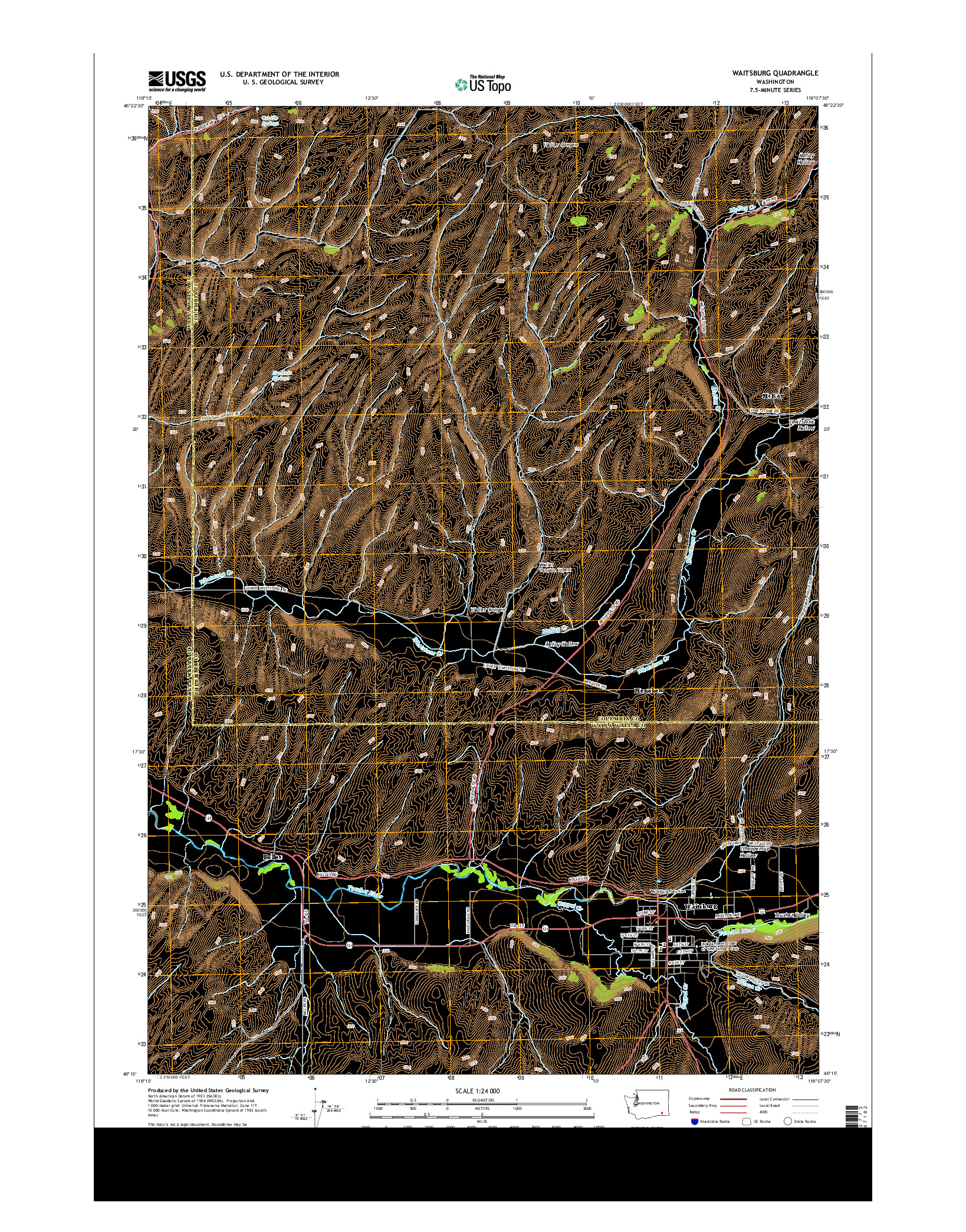 USGS US TOPO 7.5-MINUTE MAP FOR WAITSBURG, WA 2014