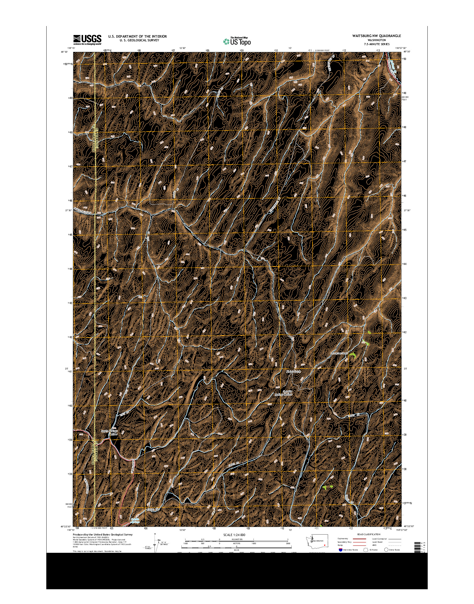 USGS US TOPO 7.5-MINUTE MAP FOR WAITSBURG NW, WA 2014