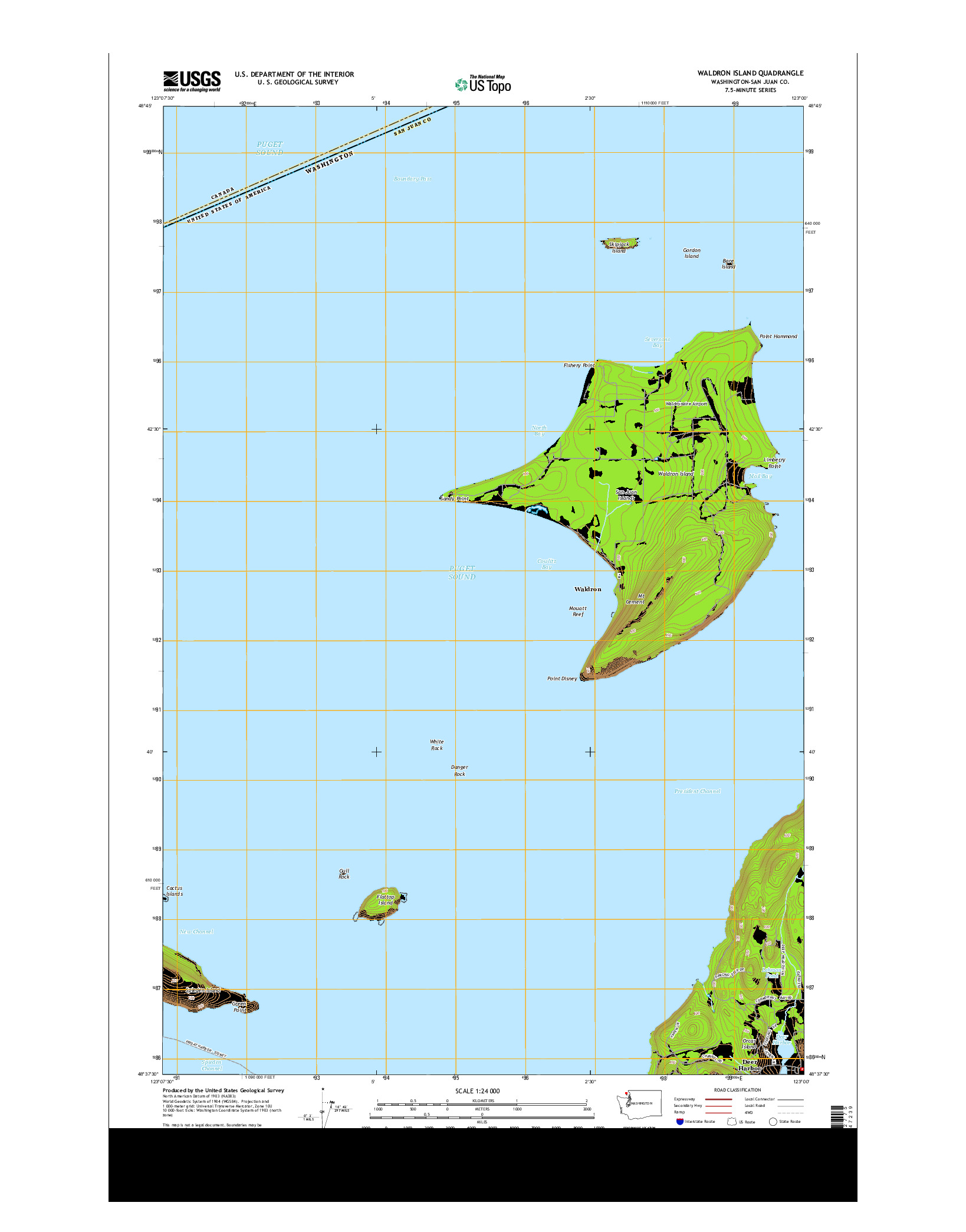 USGS US TOPO 7.5-MINUTE MAP FOR WALDRON ISLAND, WA 2014